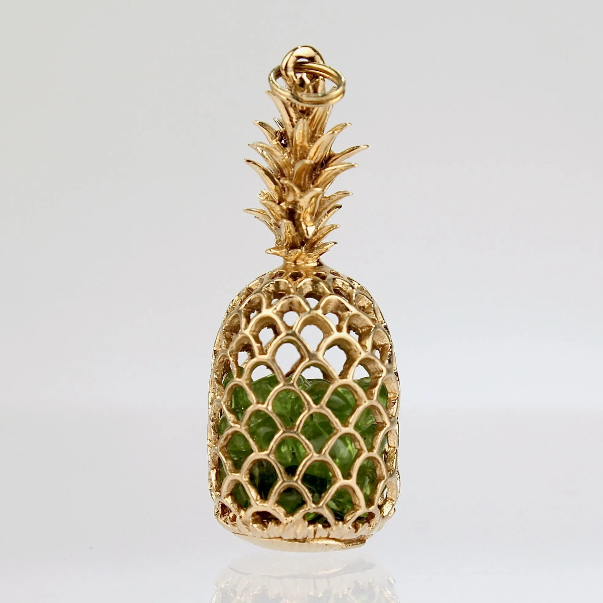 Vintage Na Hoku Edward Sultan 14k Gold Emerald Pineapple Charm