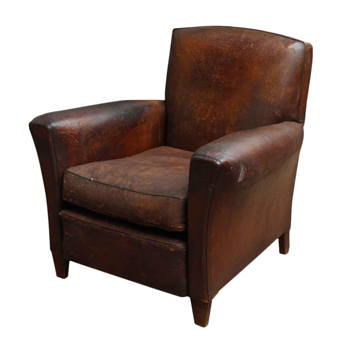 French Distressed Leather Club Chair | Chairish
