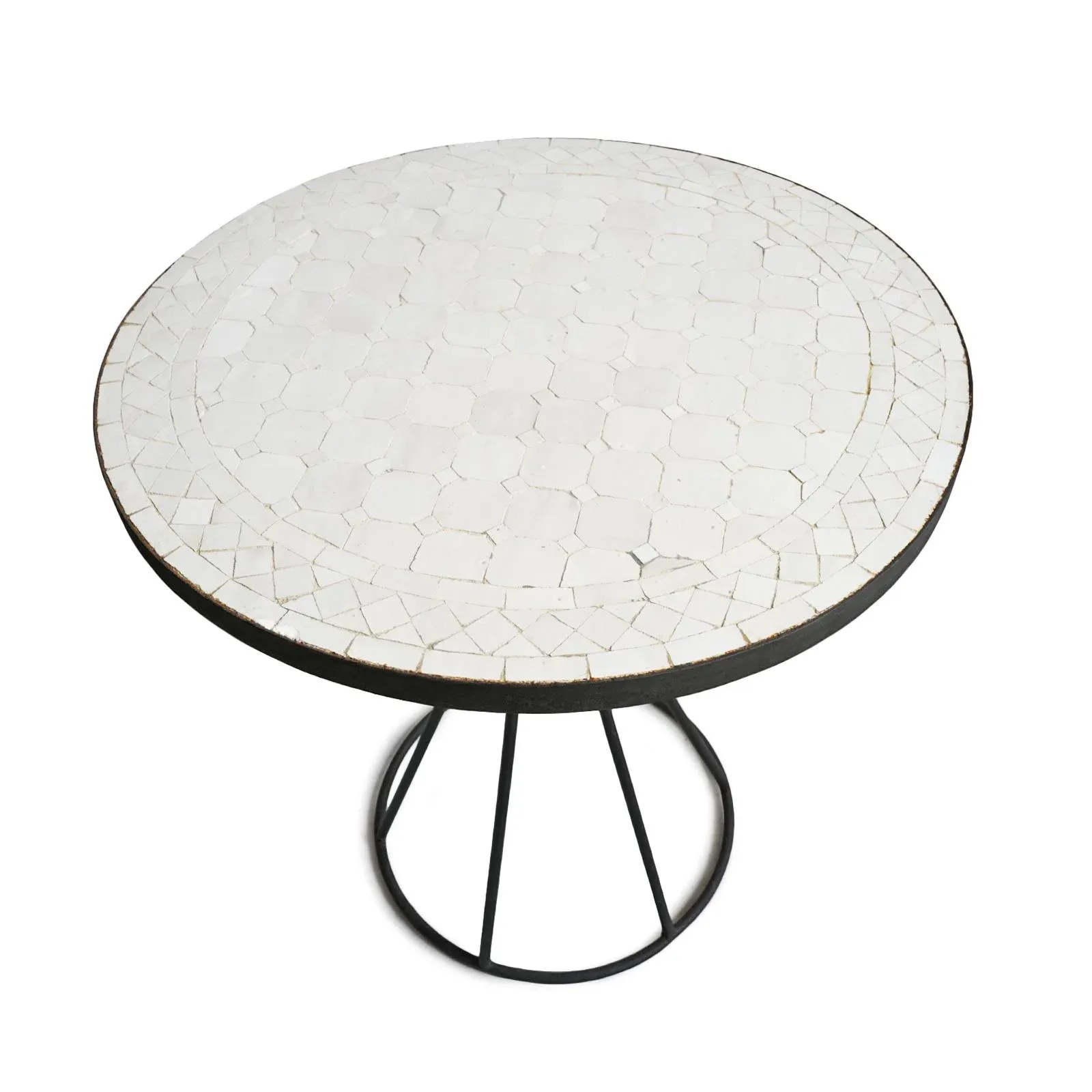 Outdoor White Mosaic Round Bistro Table Chairish