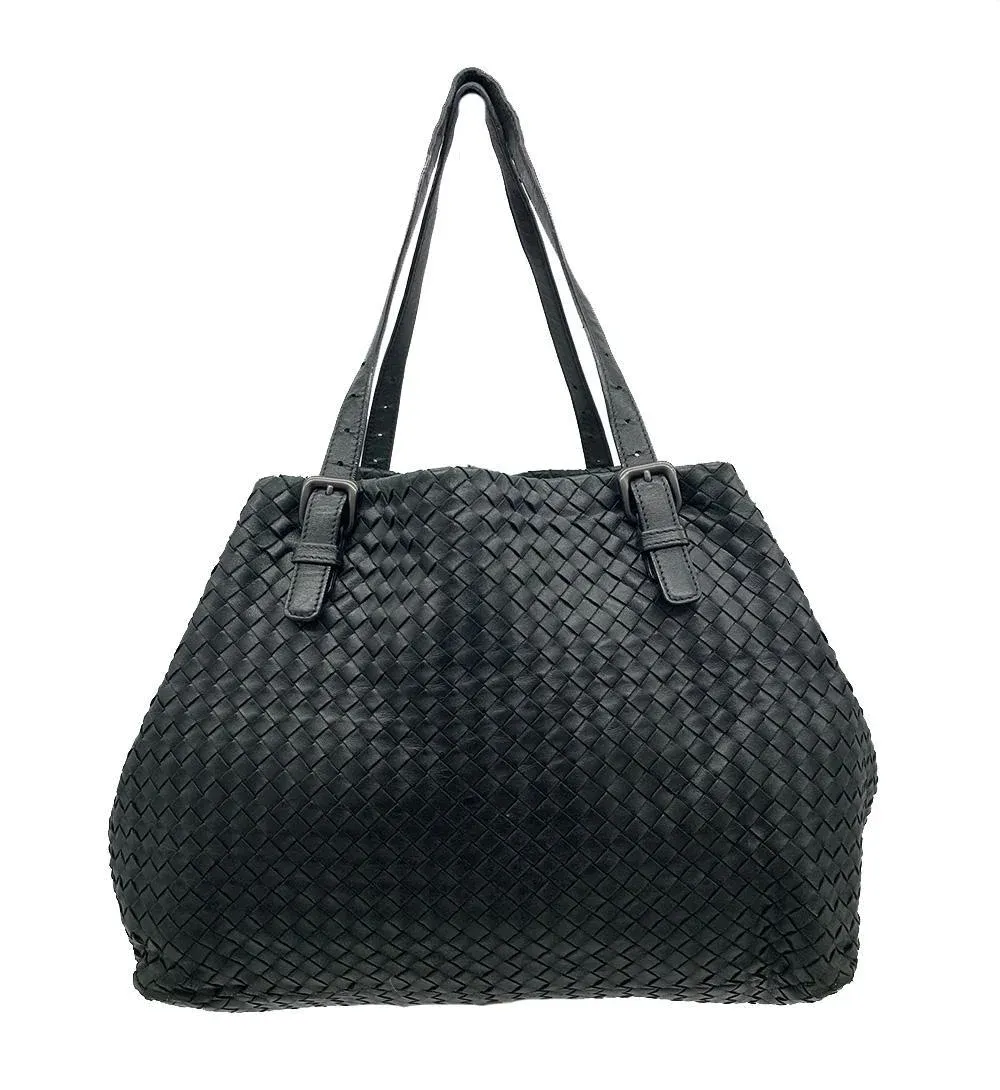 トートバッグ BOTTEGA VENETA Black Leather Handbag Bottega Veneta Black Woven Leather Handbag Tote | Chairish