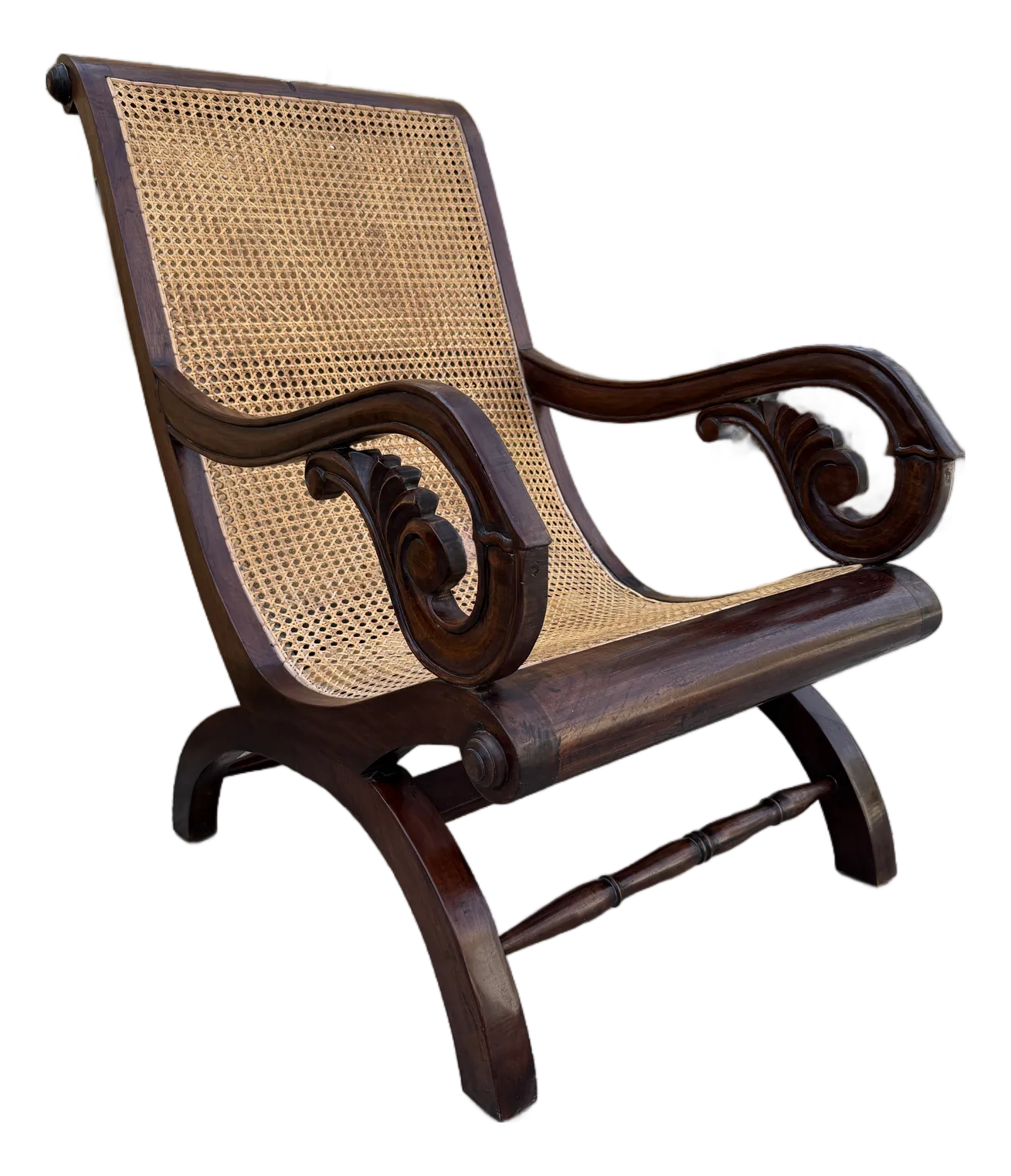 Vintage British Colonial Caned Plantation Chair