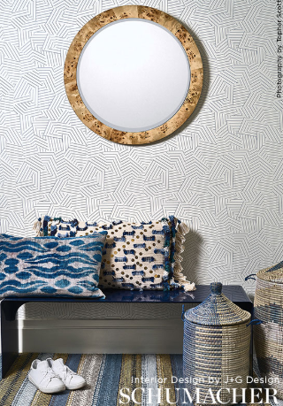 Sample - Schumacher Deconstructed Stripe Geometric Wallpaper