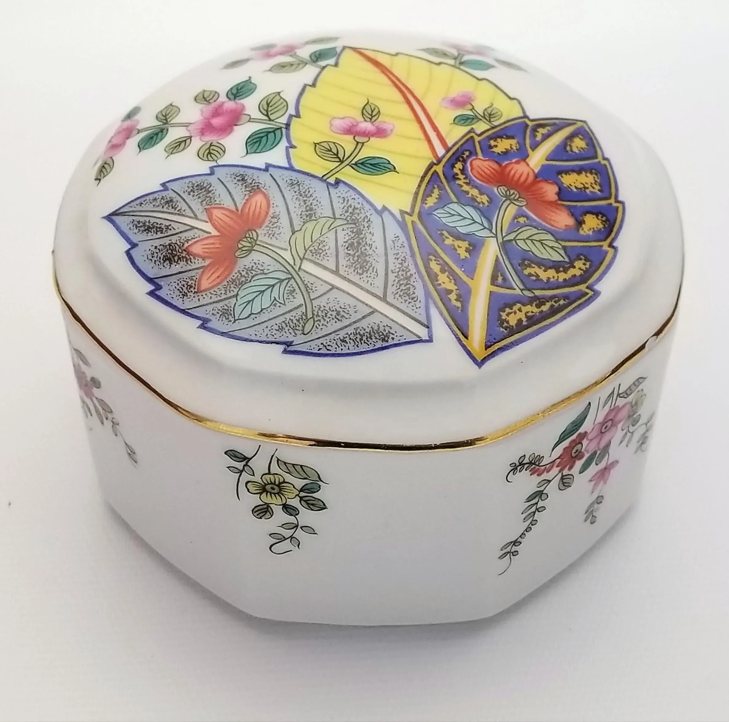lithographアントニーニ【錫のポット】 1977 Seymour Mann Chinese Porcelain Tobacco Leaf Trinket Box