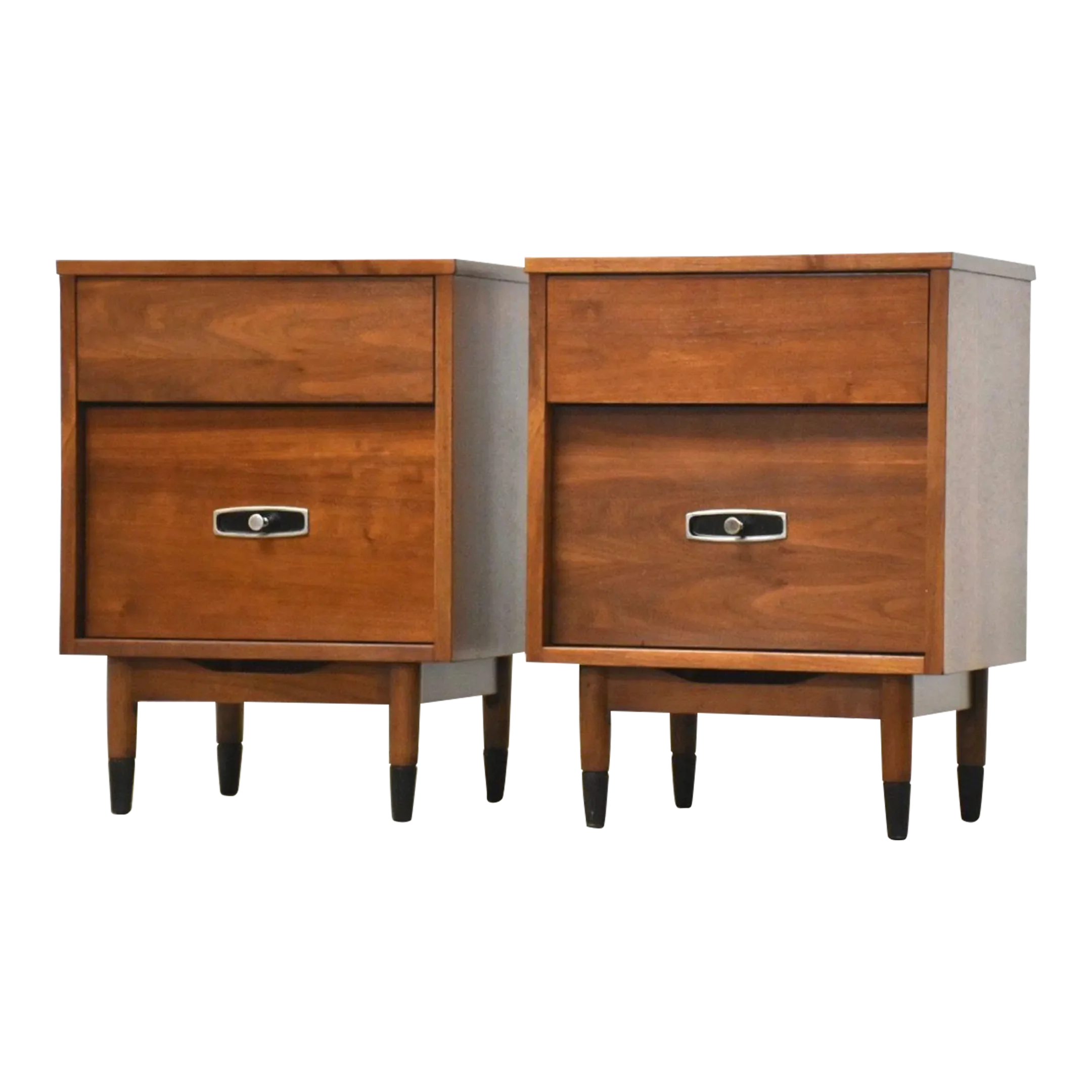 Mid Century Modern Walnut Nightstands a Pair Chairish