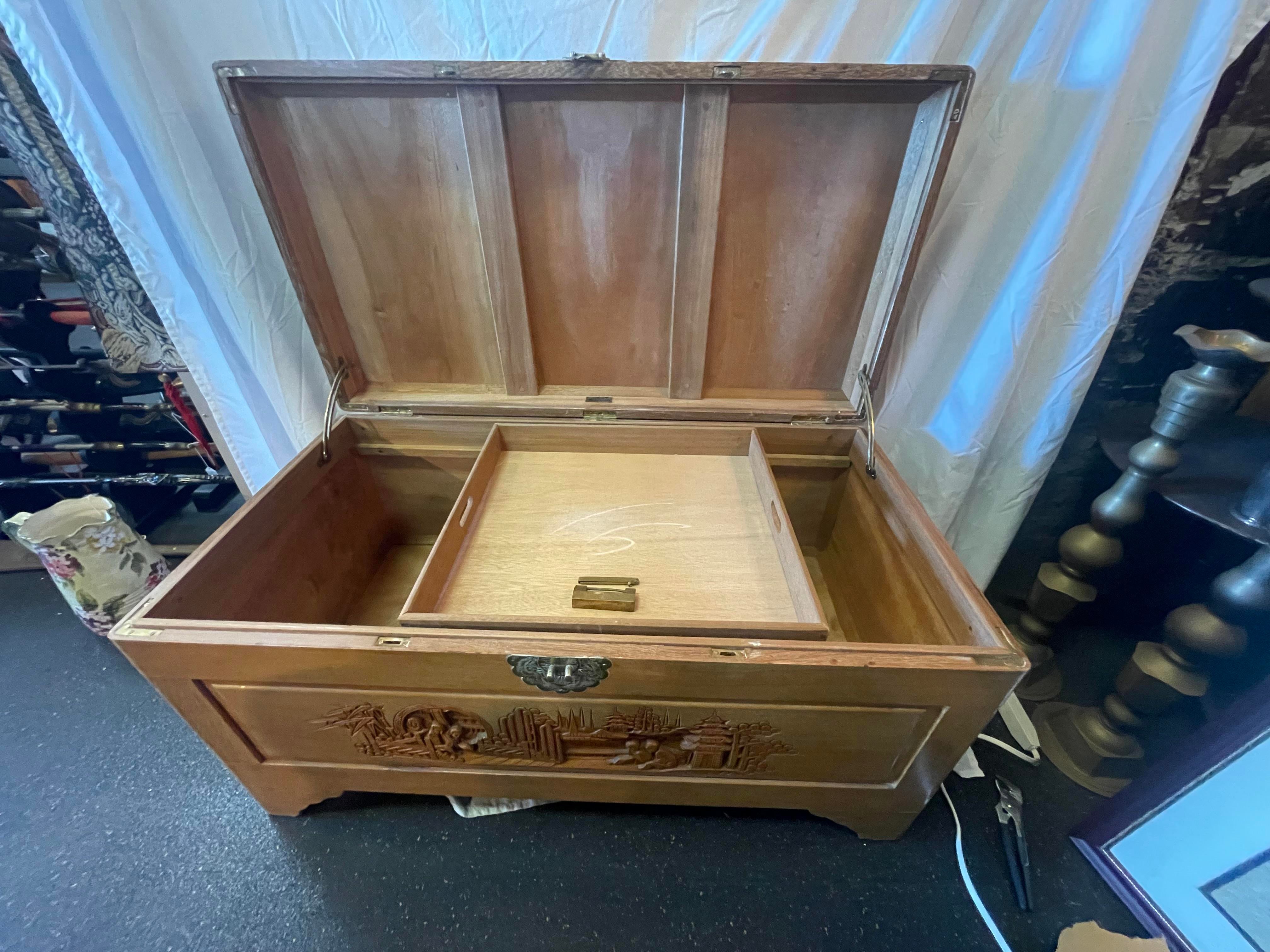 1950s Vintage Midcentury George Zee & Co. Chinese Carved Teak