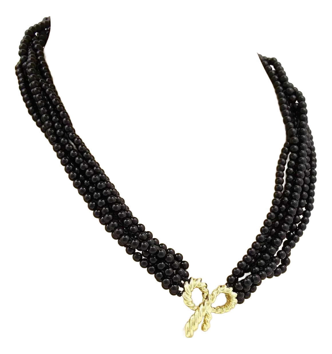 ネックレス・ペンダント August Harmony Onyx Beads Bow Necklace BMH1773 19249-tiffany-and-co-18k-