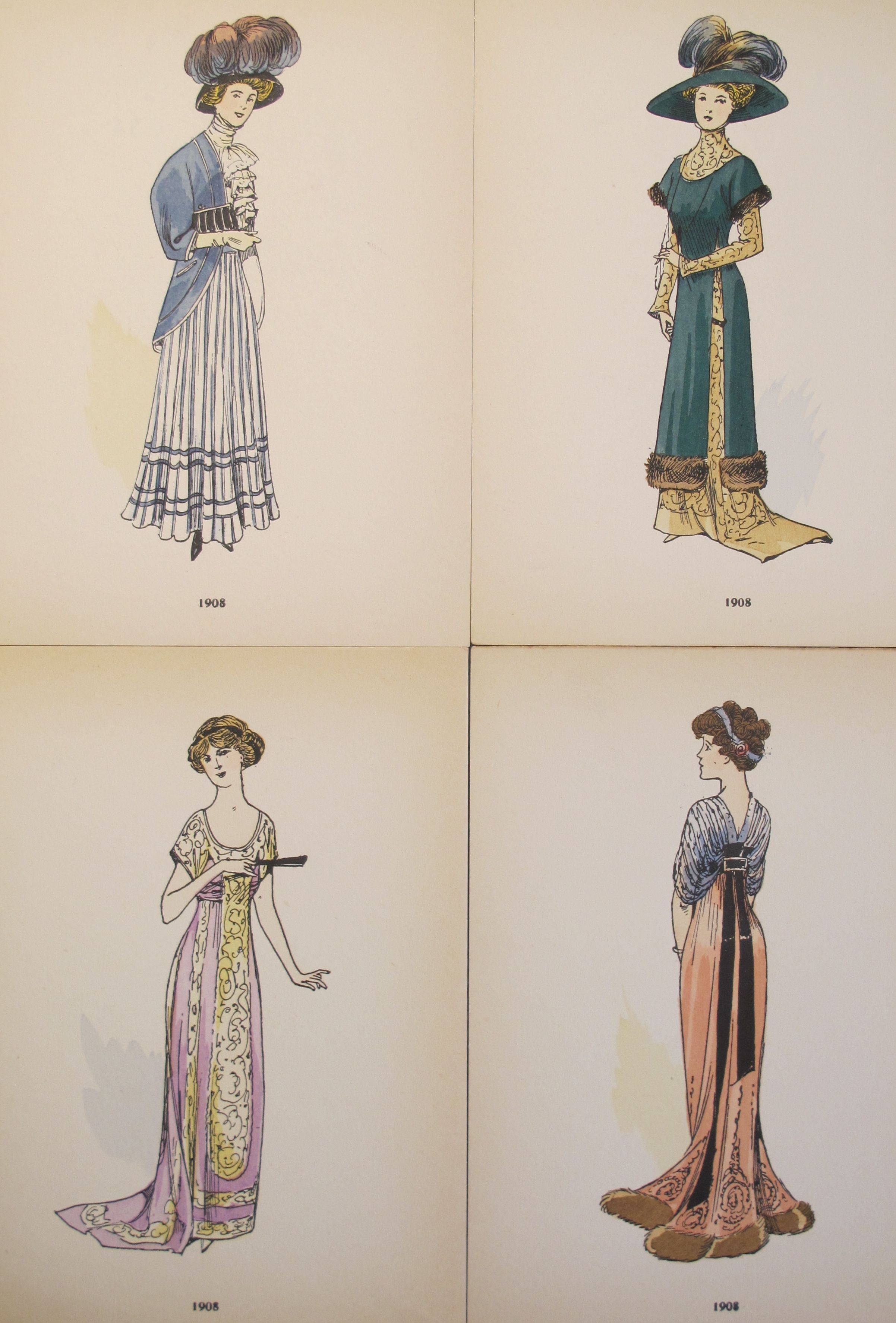 Original 1908 French Fashion Plates, Set of 4 Chairish