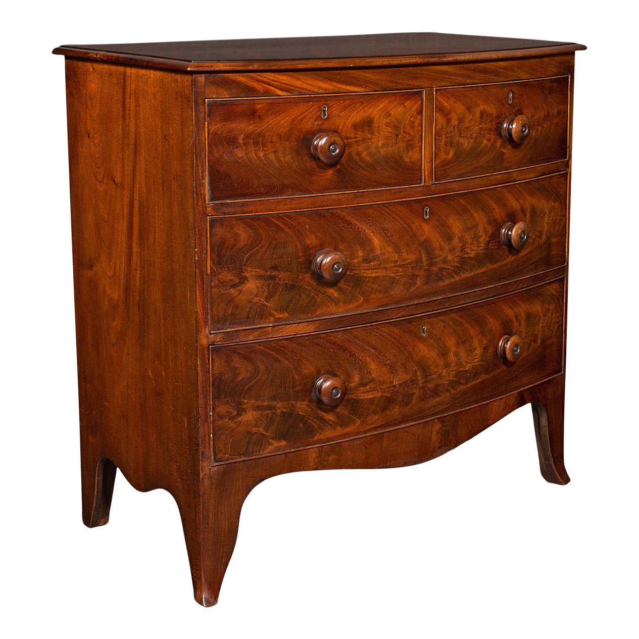 1780s Grand Antique English Bow Front Chest of Drawers Chairish