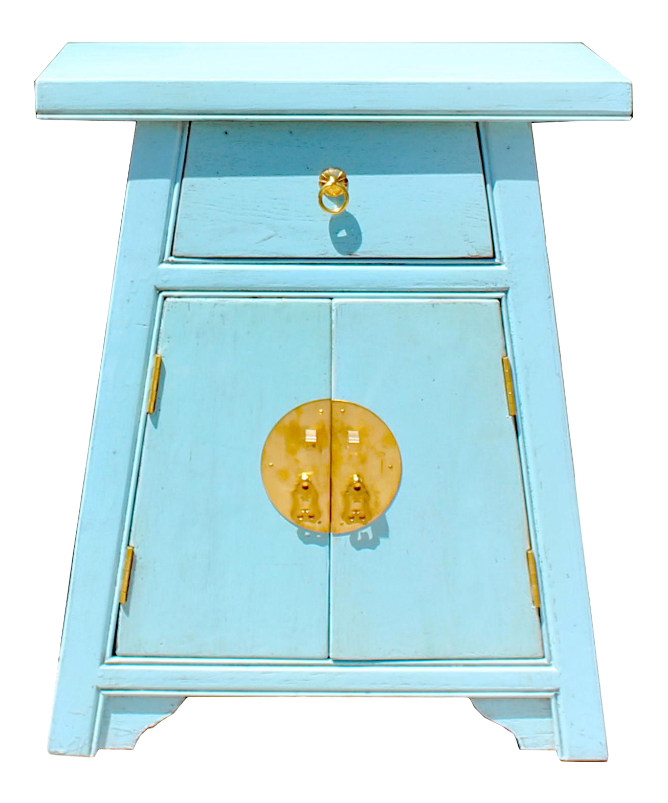 Chinese Distressed Pastel Blue Small A Shape End Table Nightstand Chairish