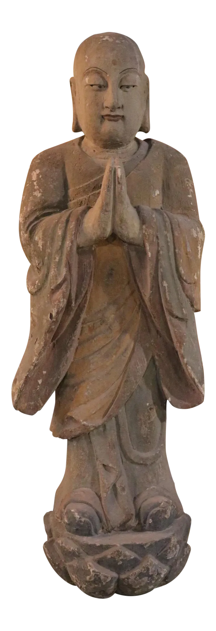 Wooden Monk Sculpture | Chairish