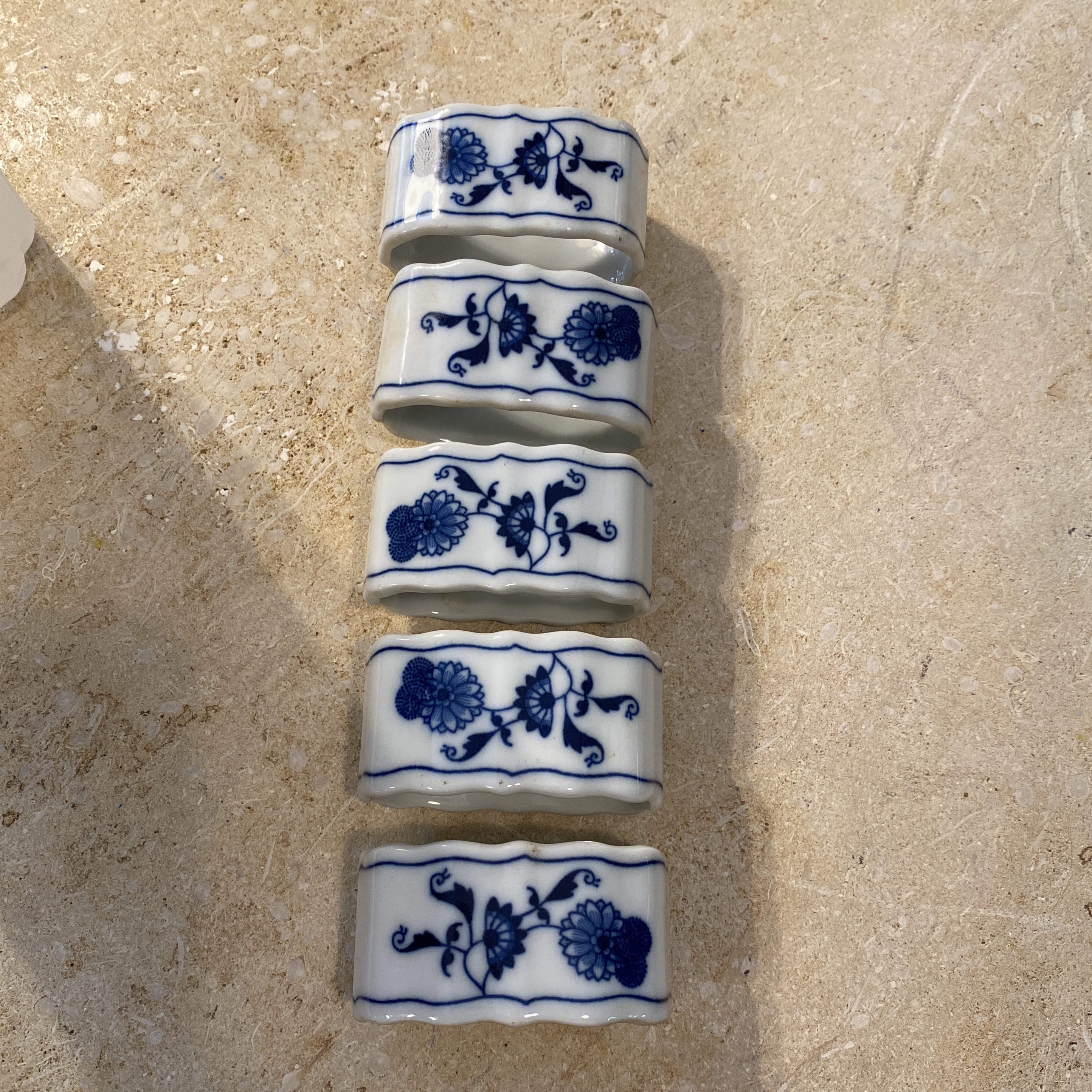 Blue White Porcelain Napkin Rings S 5 Chairish