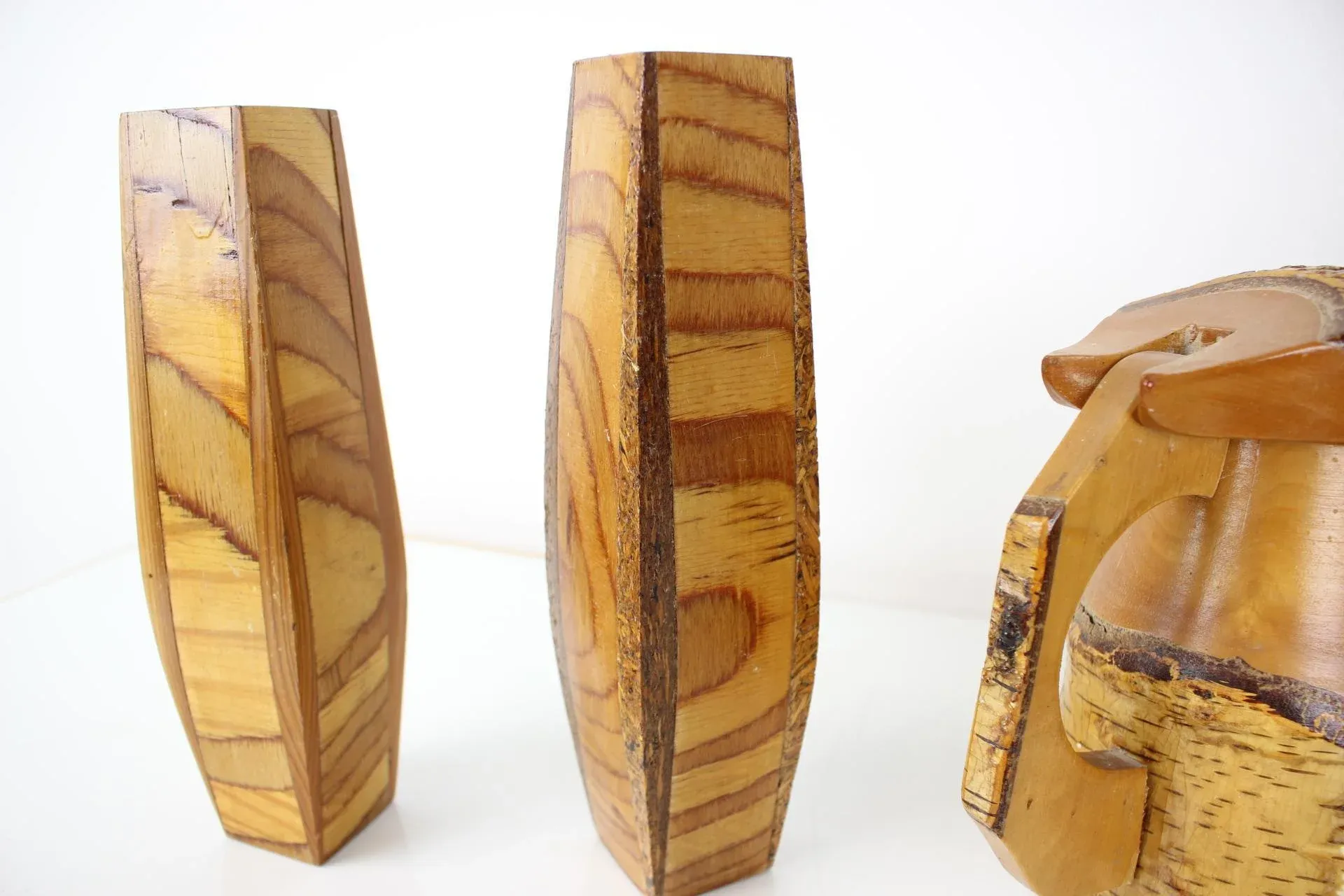 Czechoslovakian Wooden Handmade Items, 1950s, Set of 5