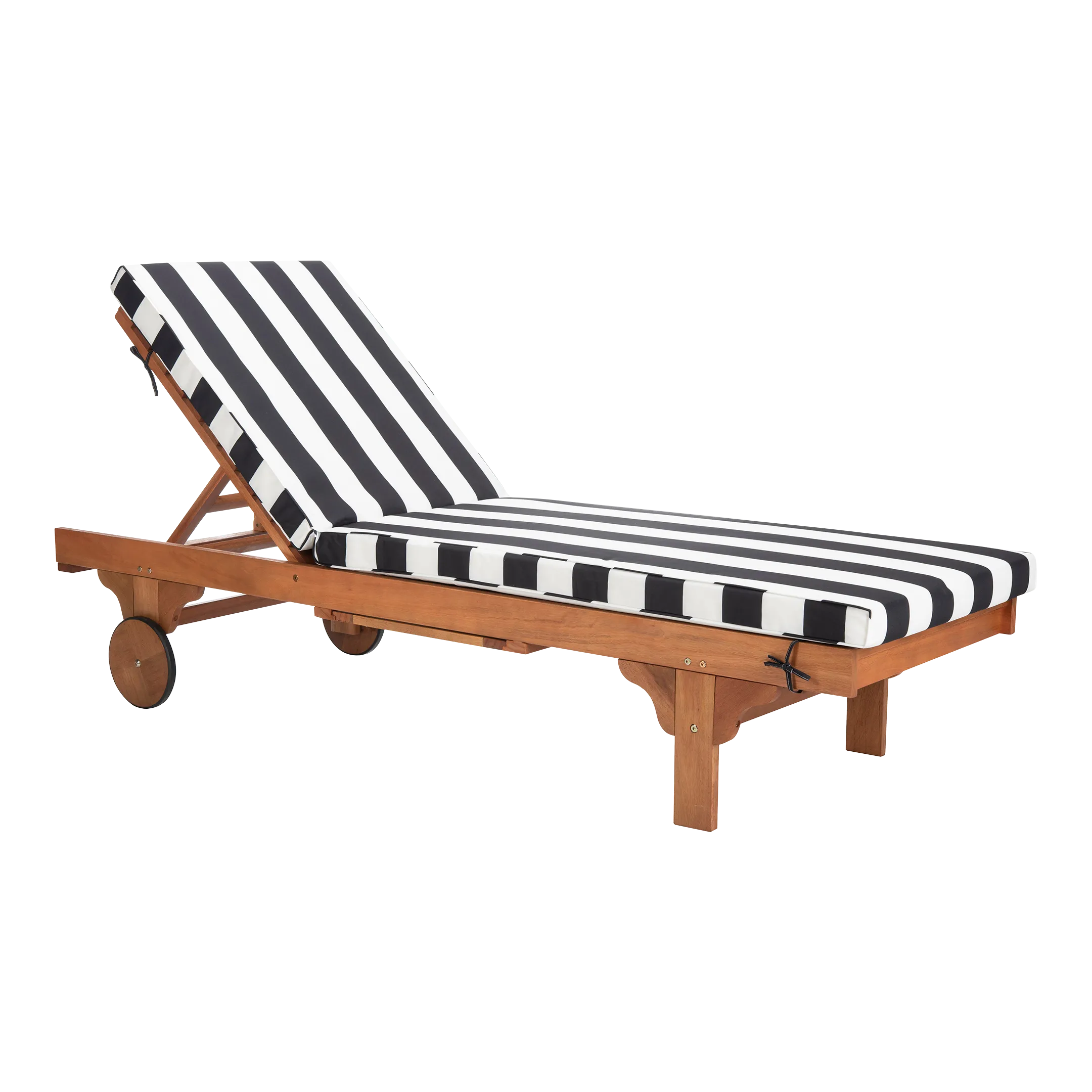 Contemporary Chaise Lounge Chair With Side Table in Natural & Black
