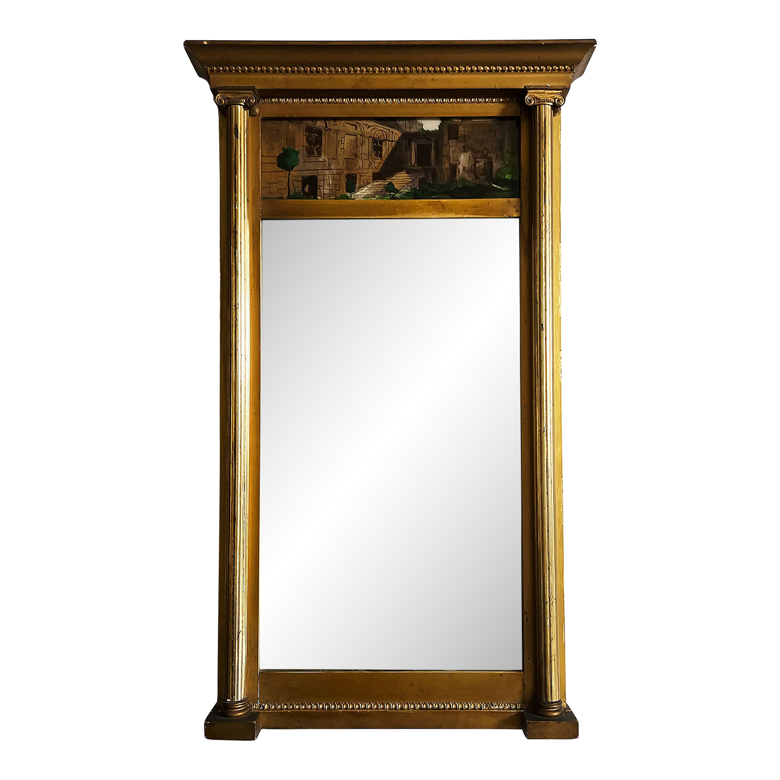 Vintage Mirror With Romanesque Scene Reverse Painted Glass Chairish