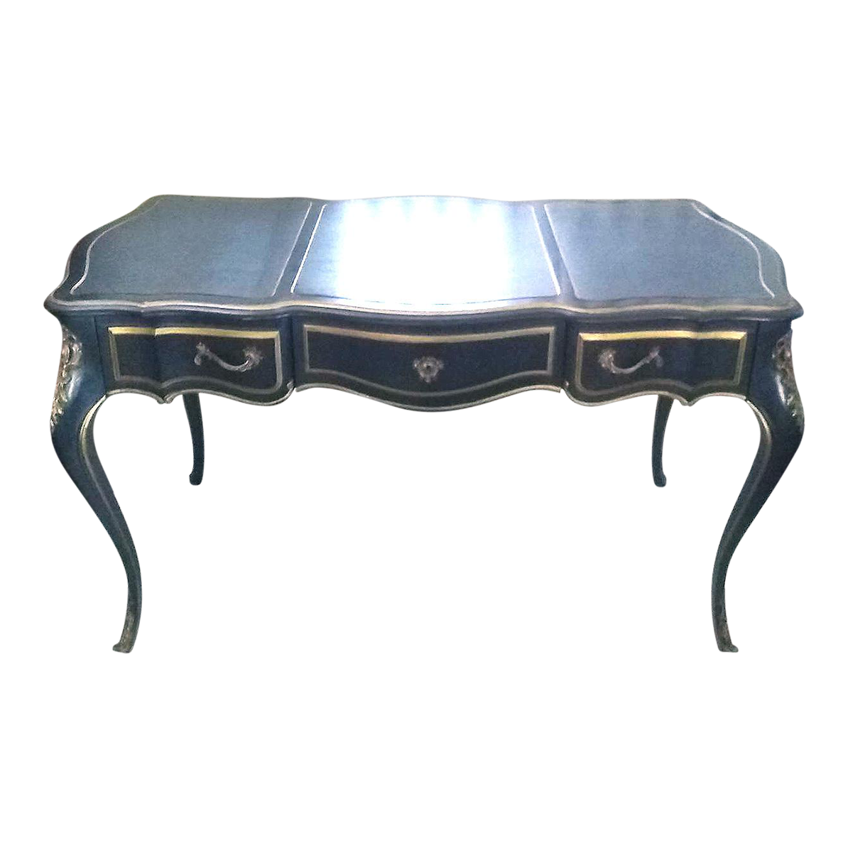 mid-20th-century-vintage-french-drexel-dark-green-and-gold-desk-with
