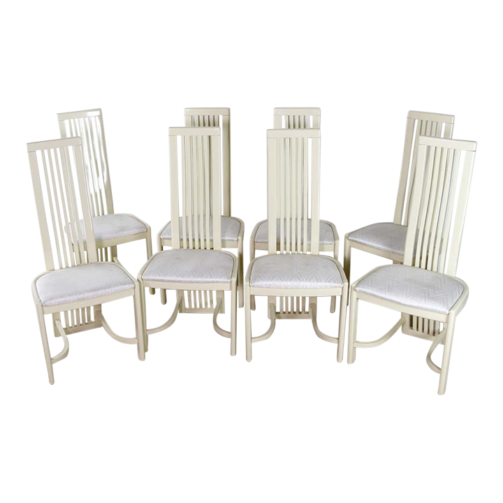 Mid 20th Century Modern Italian Pale Beige Dining Chairs Set of 8