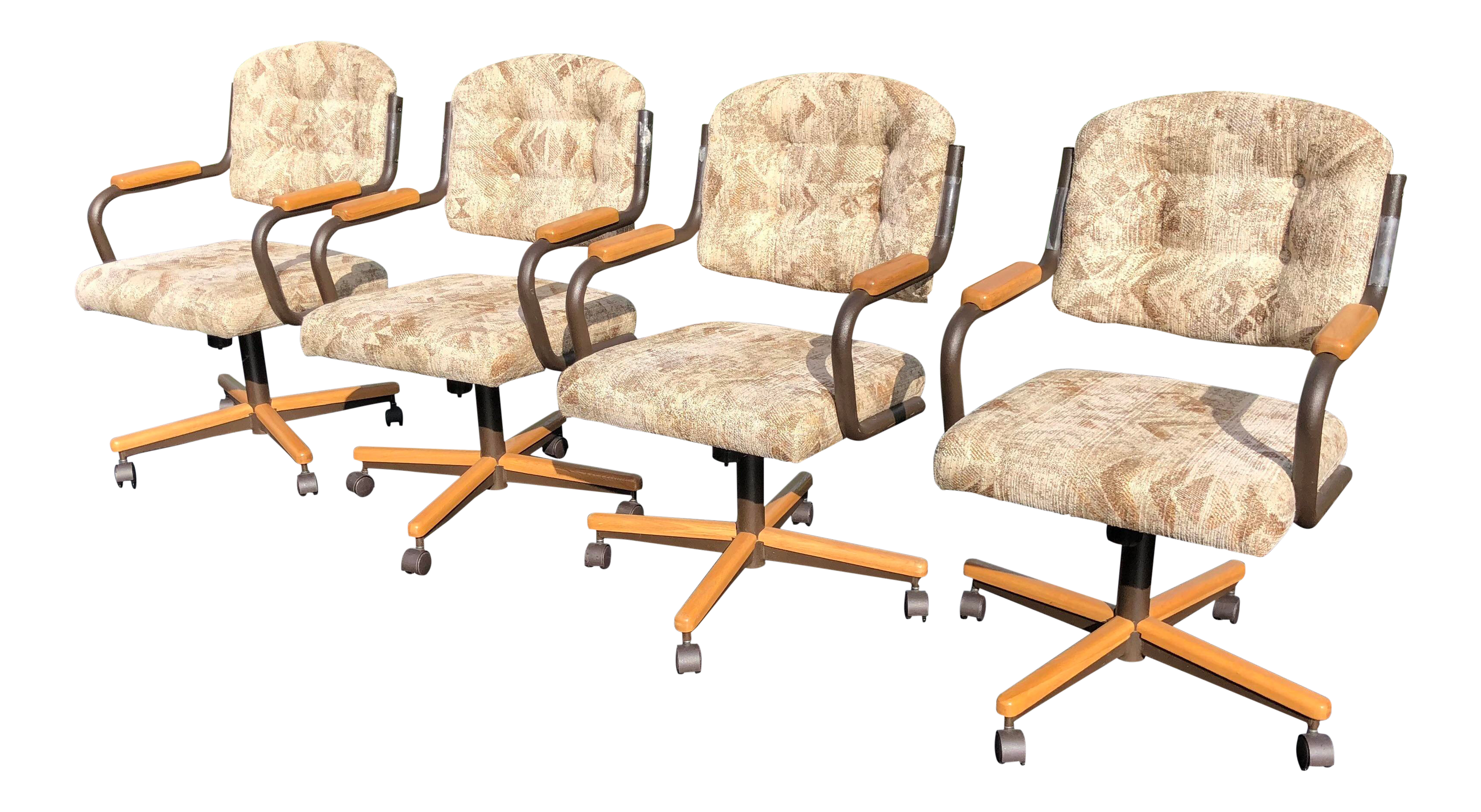 Art Deco Chromcraft Caster Tilt Wood Game Dinette Chairs Set Of