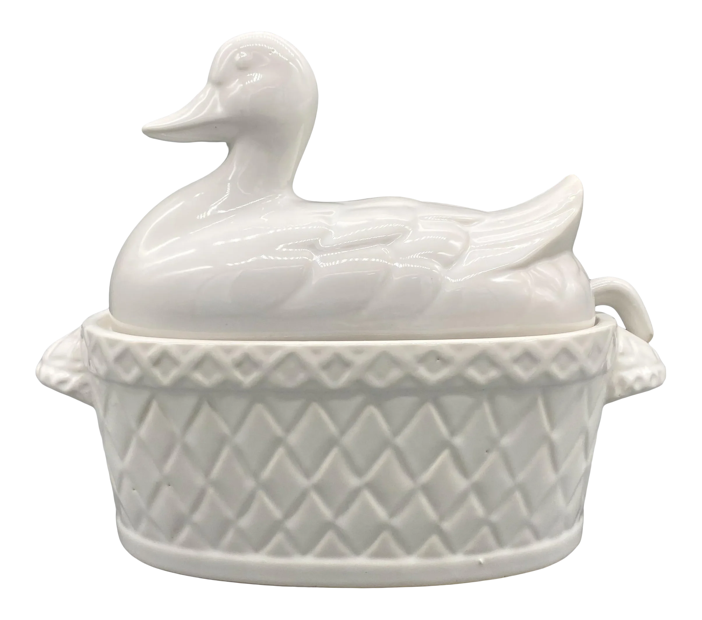 20th Century Farmhouse White Duck Soup Tureen With Ladle Chairish