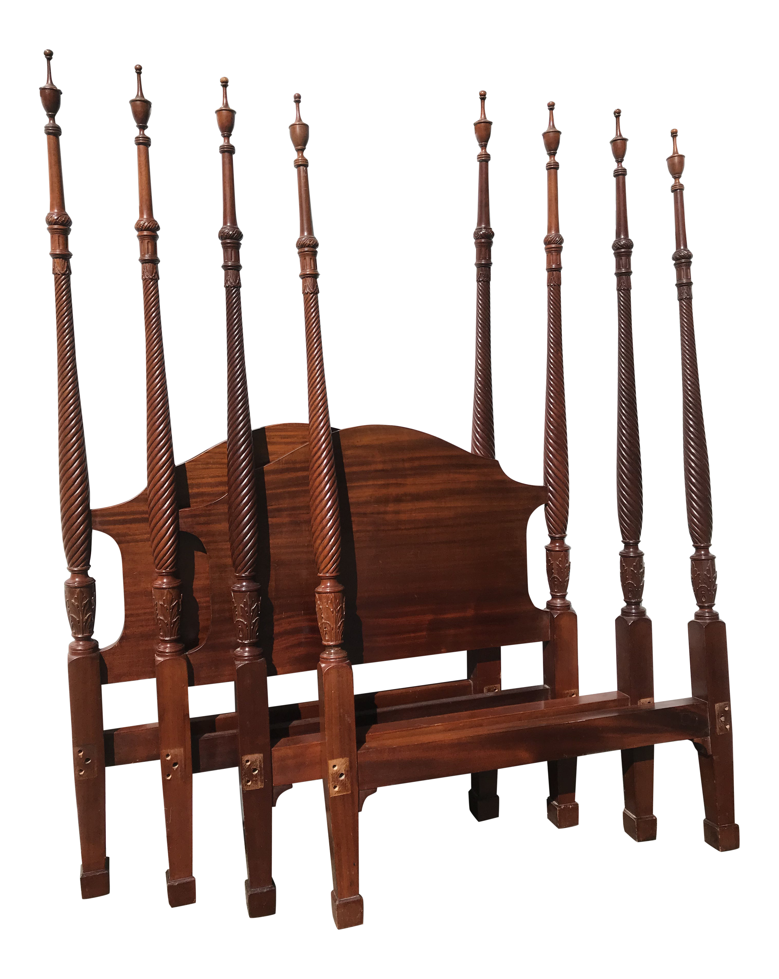 1940s Traditional Mahogany Twin Headboard And Footboard Sets A