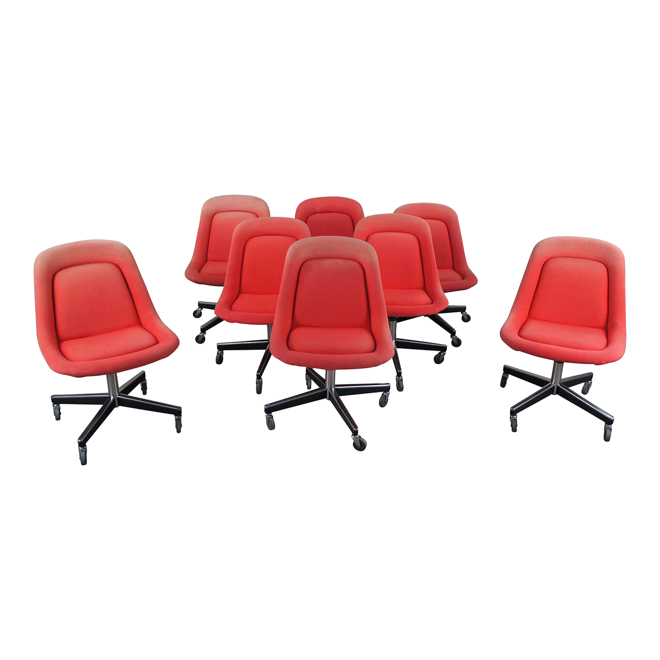 1960s 8 Max Pearson for Knoll Mid Century Modern Red Tulip Swivel Office Chairs Chairish