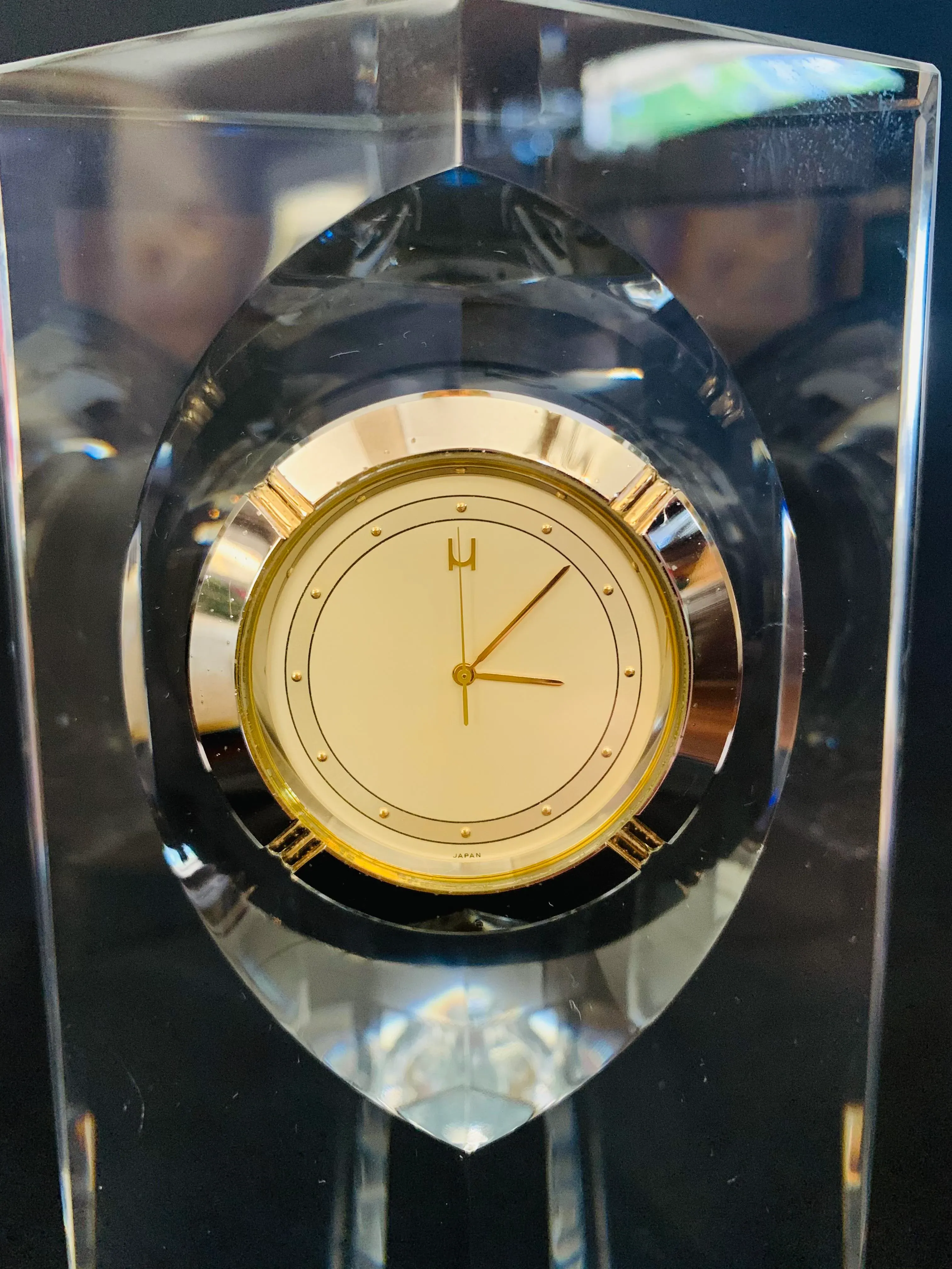 Vintage Hoya Museum Crystal Desk Clock | Chairish