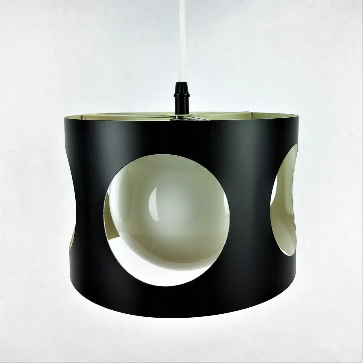 Large Vintage Black Pendant Lamp, 1960s