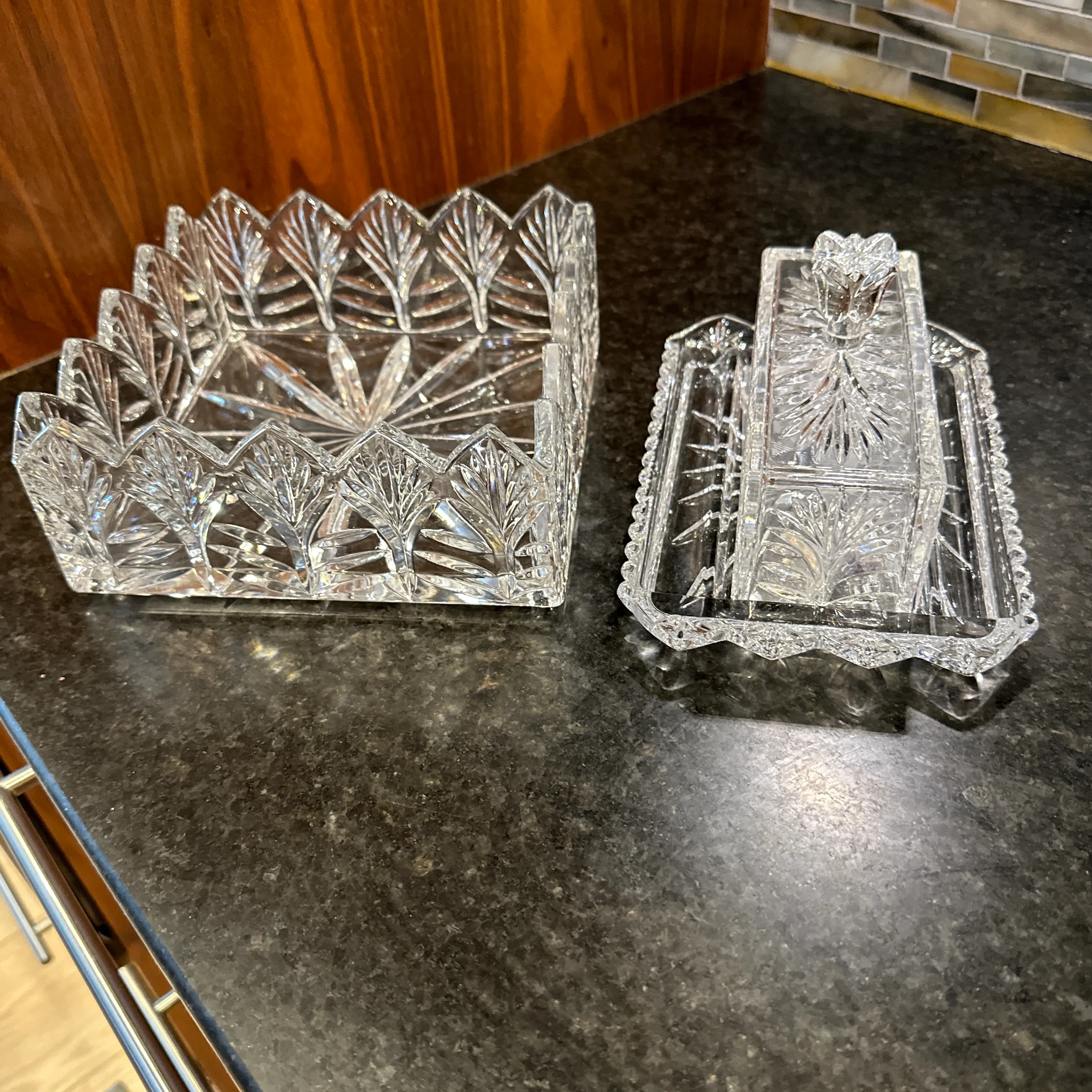 Late 20th Century Crystal Square Napkin Holder Chairish