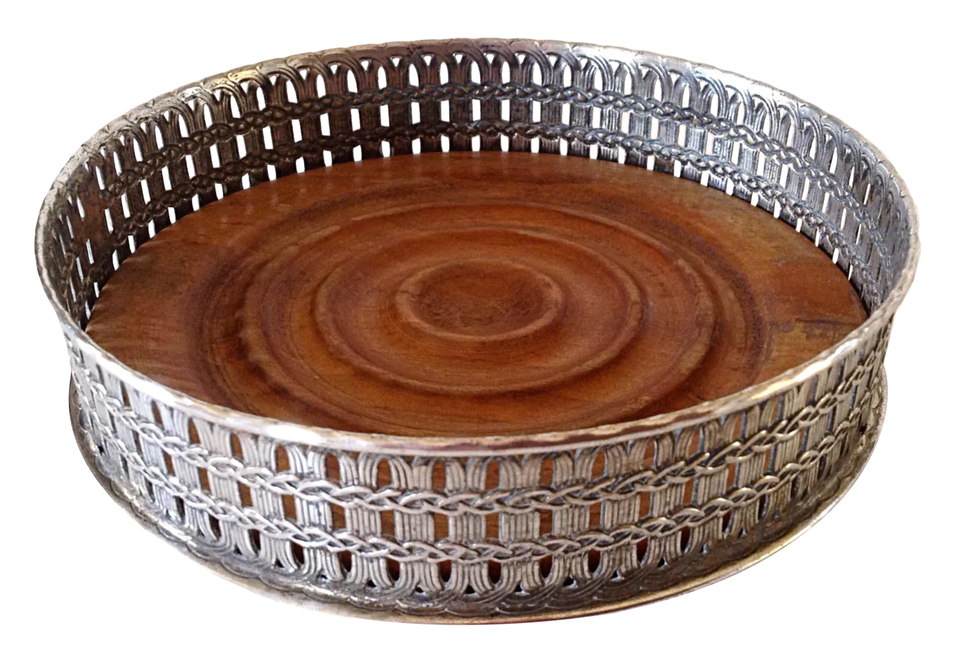 Basket Weave Silver Wine Coaster