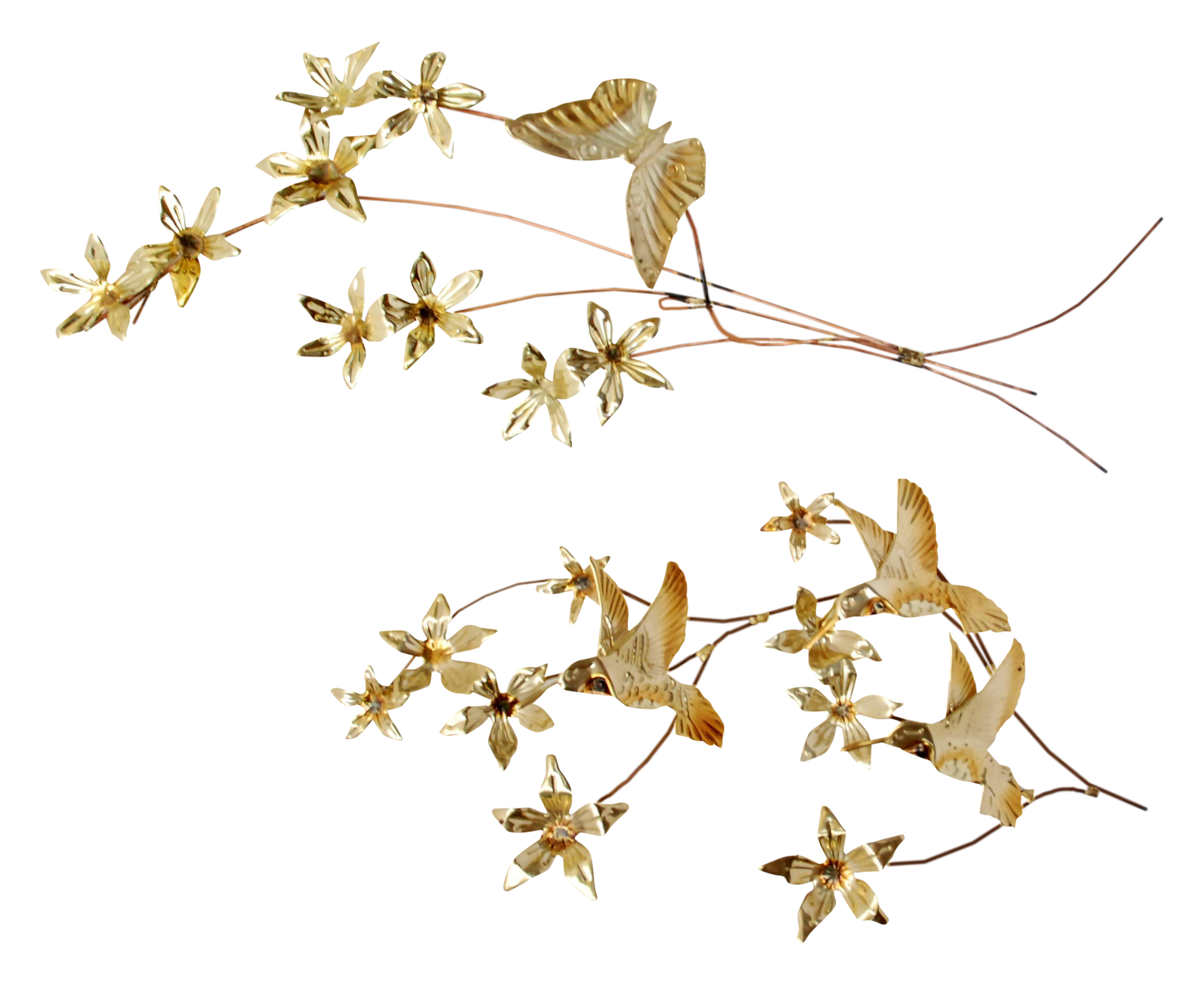 Vintage Gold and Copper Leaf Wall Decor - A Pair | Chairish