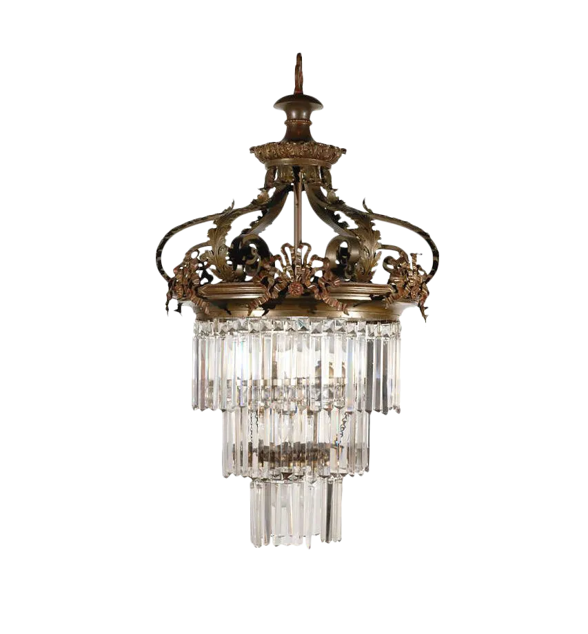 Victorian Crystal and Bronze Chandelier Chairish