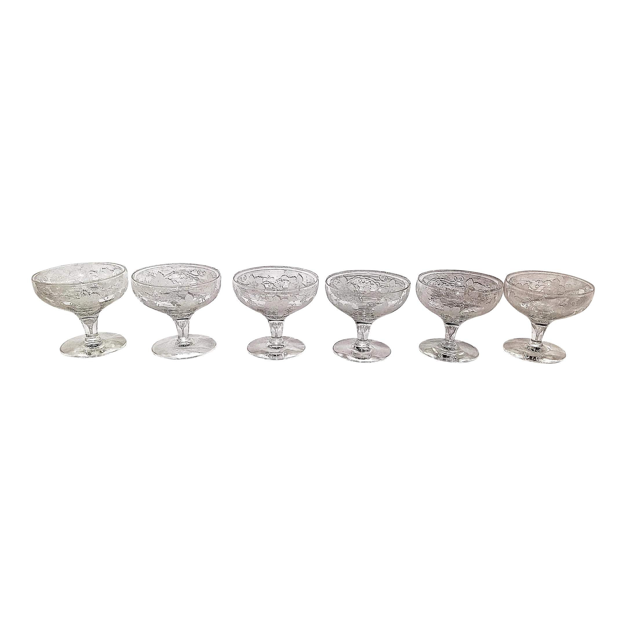 1950s Etched Crystal Champagne Stem Glasses Set of 6 Chairish