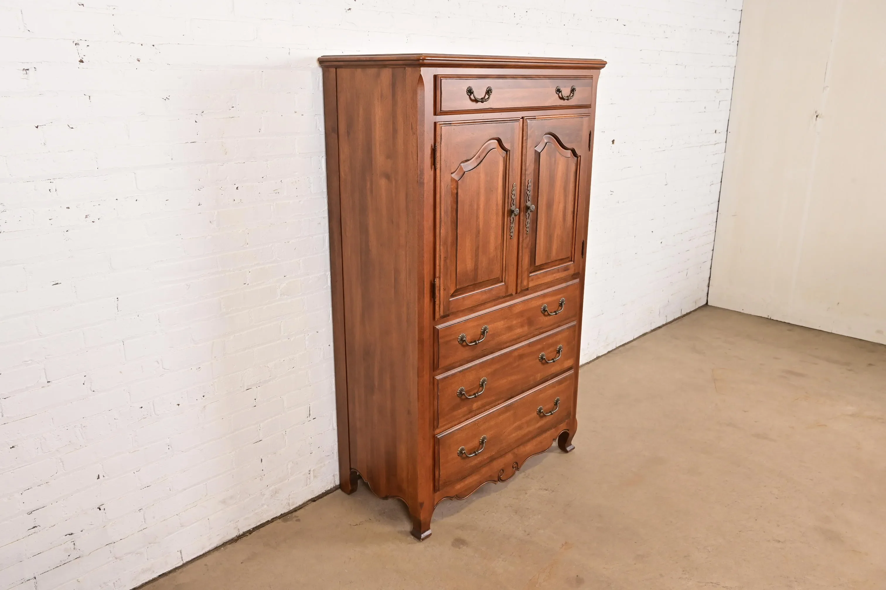 Ethan Allen Country French Carved Solid Maple Highboy Dresser or