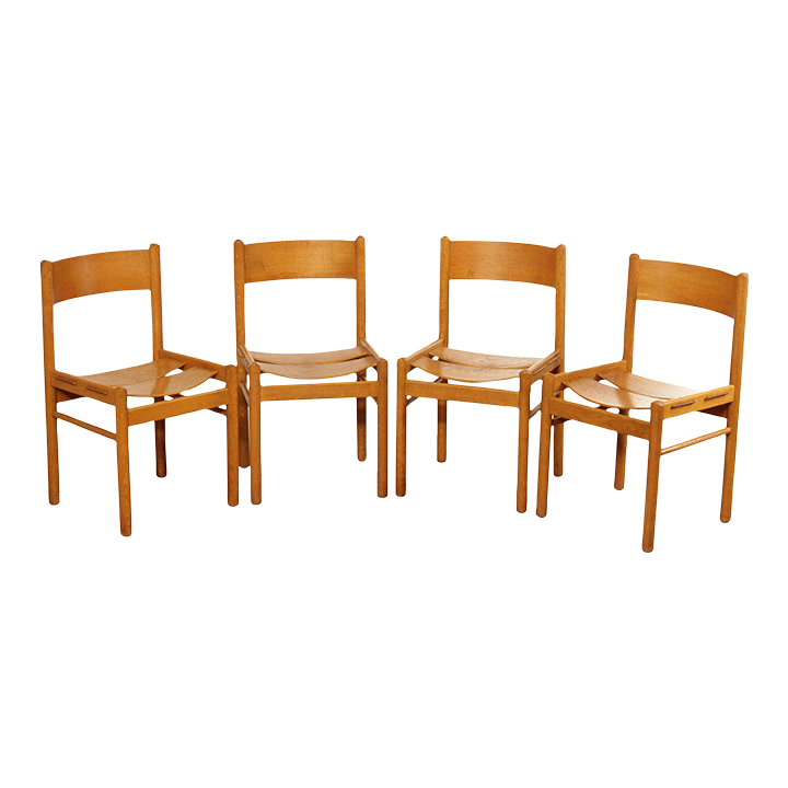 Midcentury Modern Oak Dining Chairs - Set of 4 | Chairish