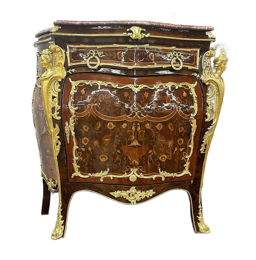 Italian Style Copper Commode Marble Topped | Chairish