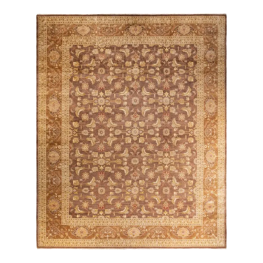 Eclectic, One-of-a-Kind Hand-Knotted Area Rug in Brown, 12\' 0\