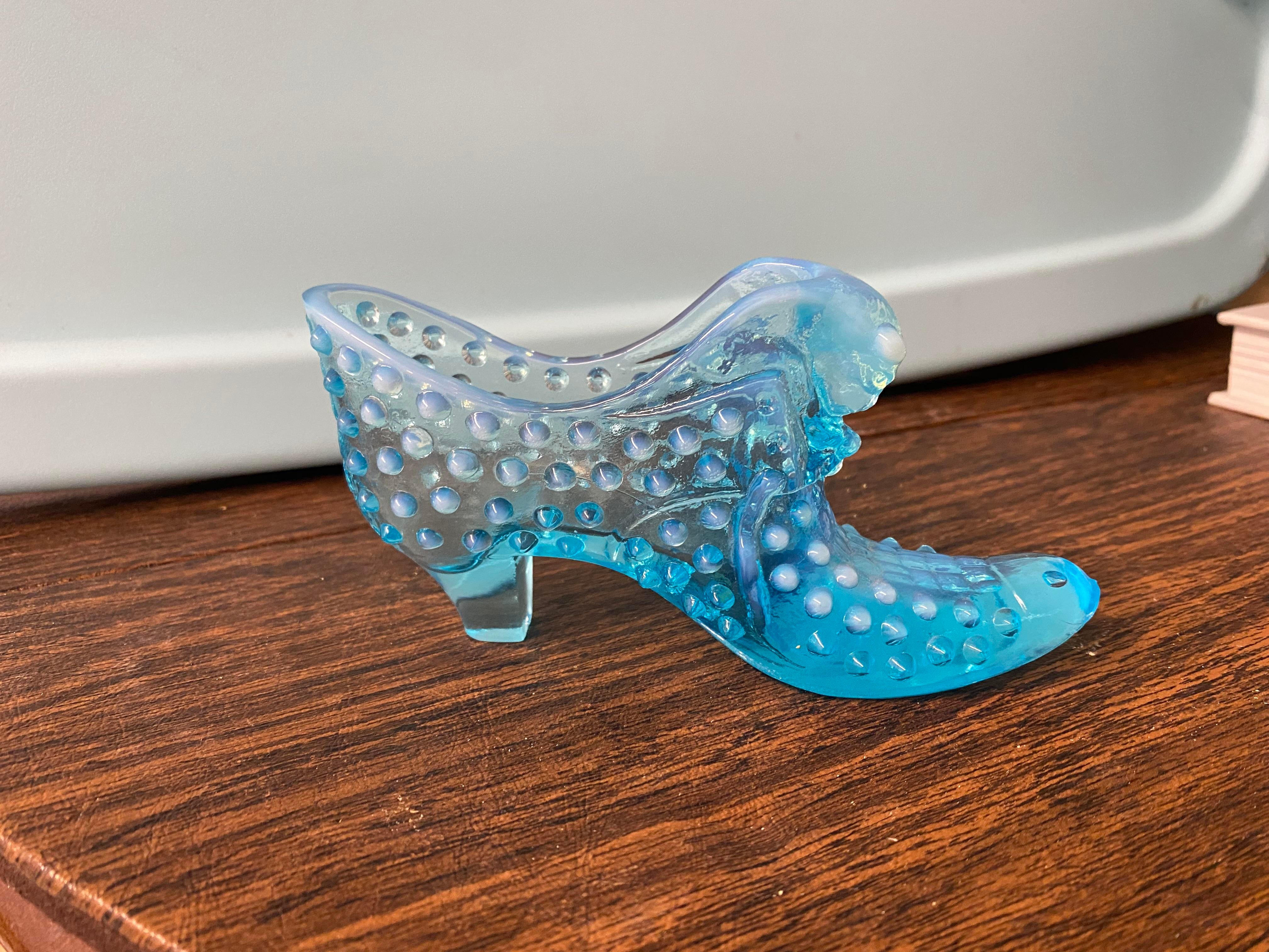 Blue glass slipper clearance