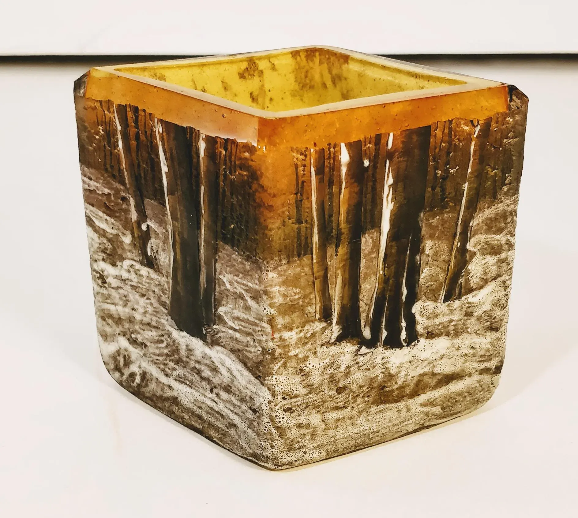 Daum Nancy Signed Vase Snow Scene Trees