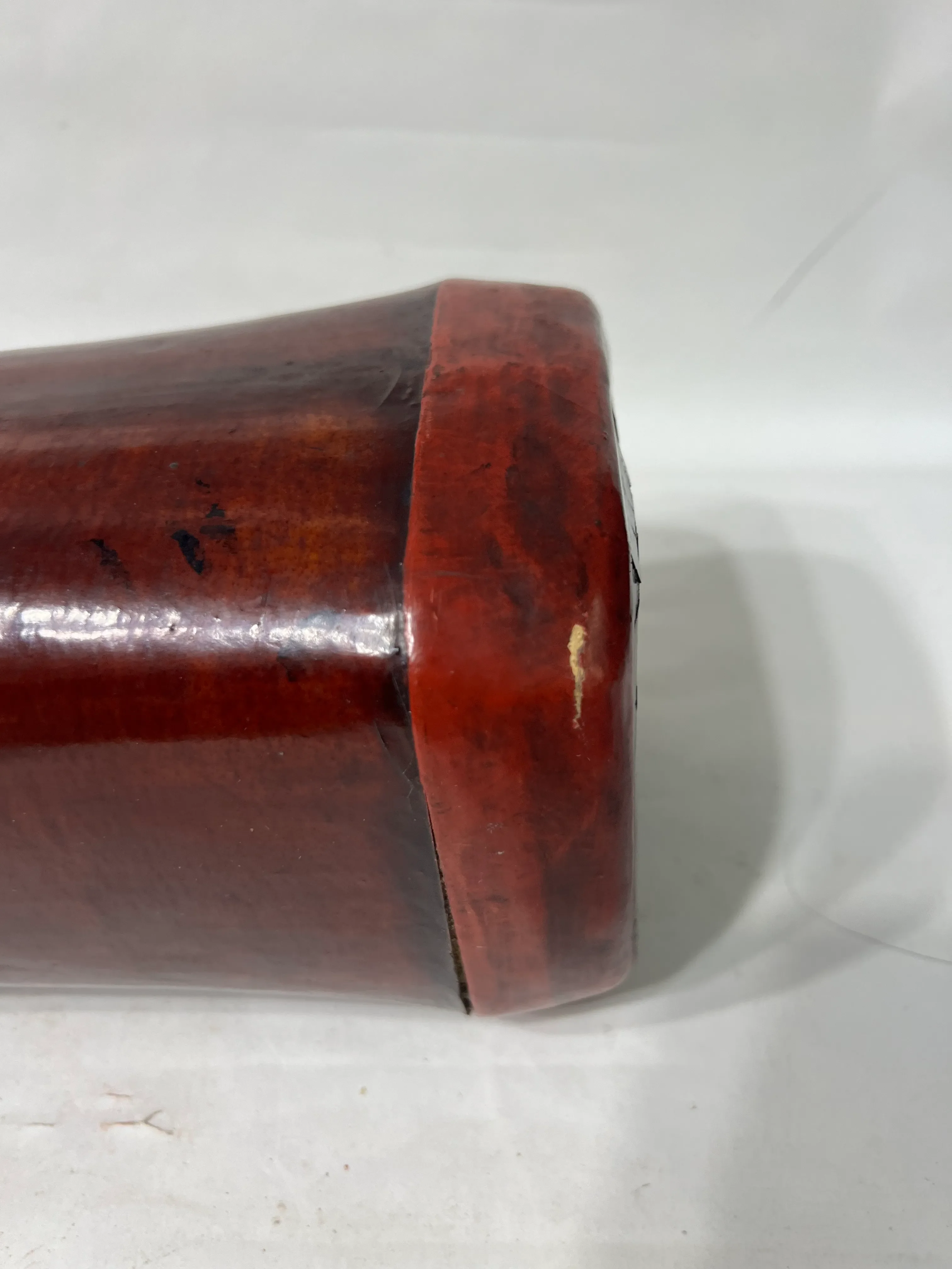 19th Century Chinese Lacquered Leather Opium Pillow