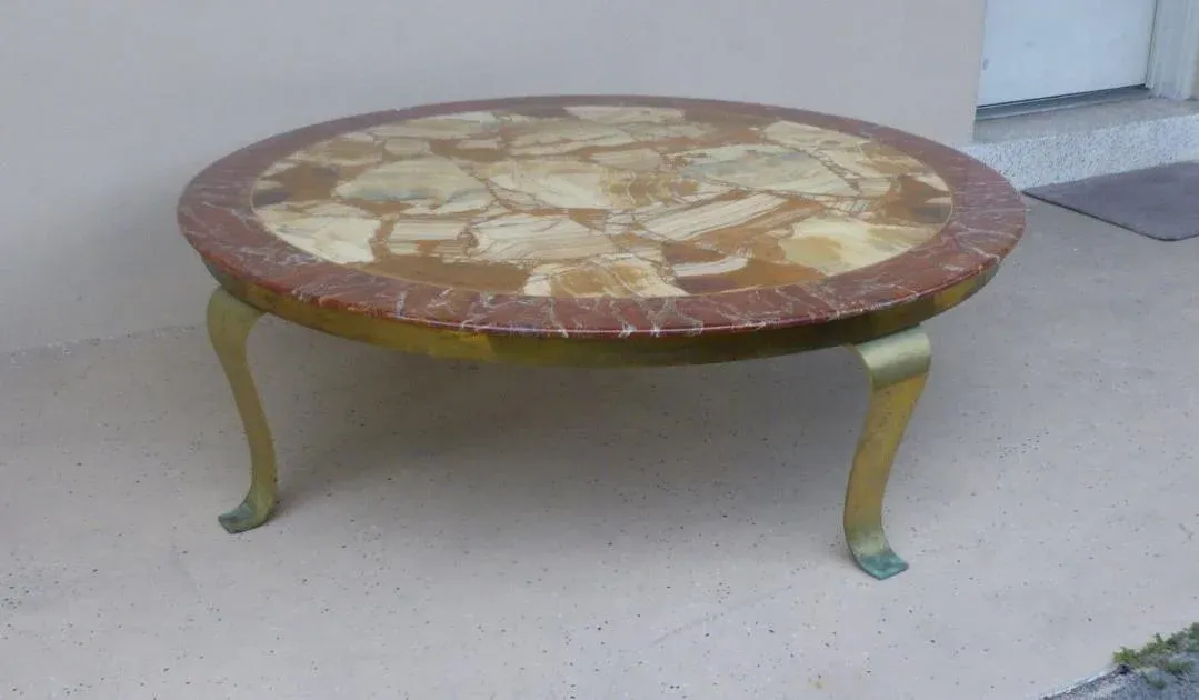 1970s Mid-Century Modern Muller Brothers Onyx & Alabaster Coffee