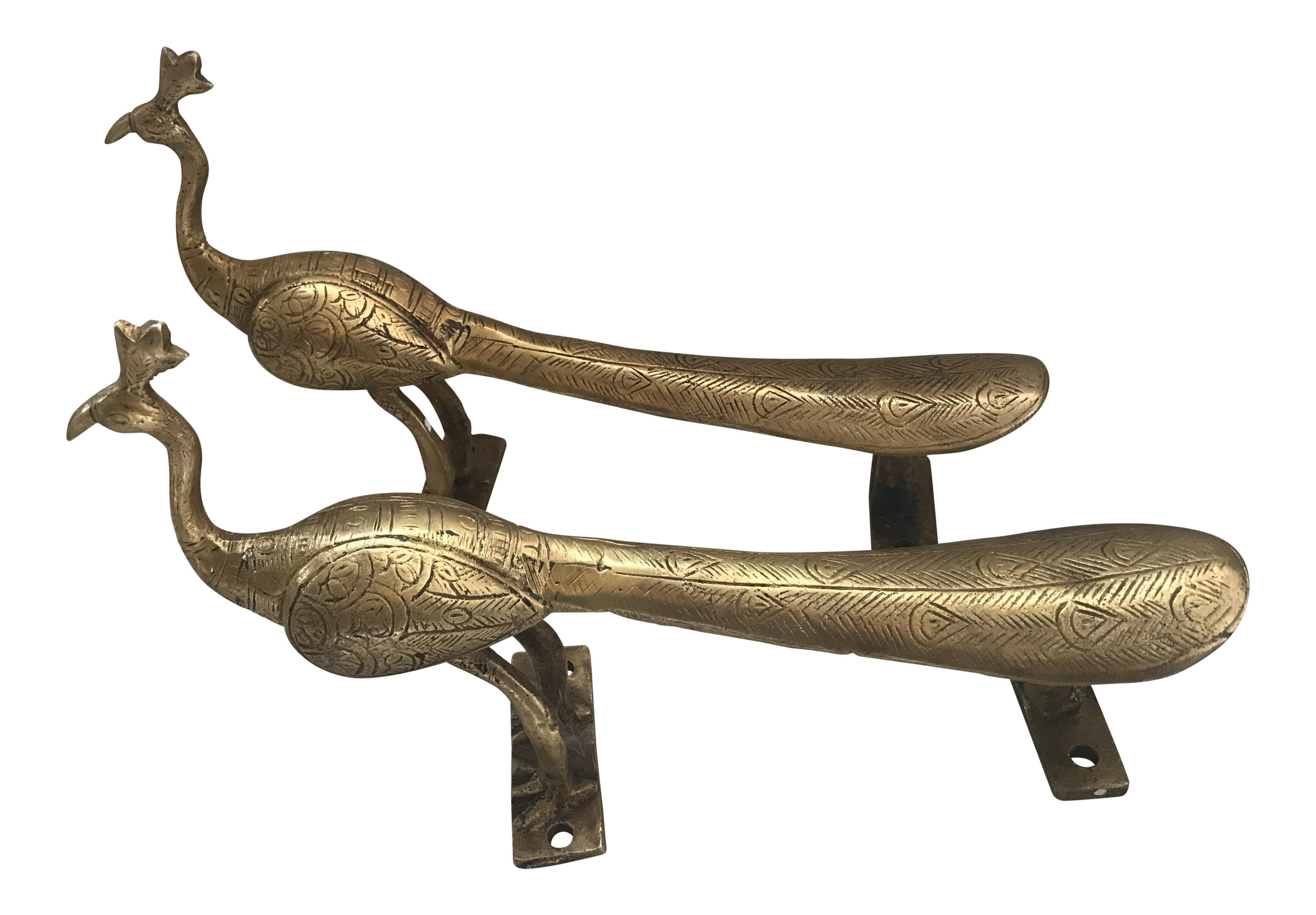 Gold Brass Peacock Door Handles Chairish