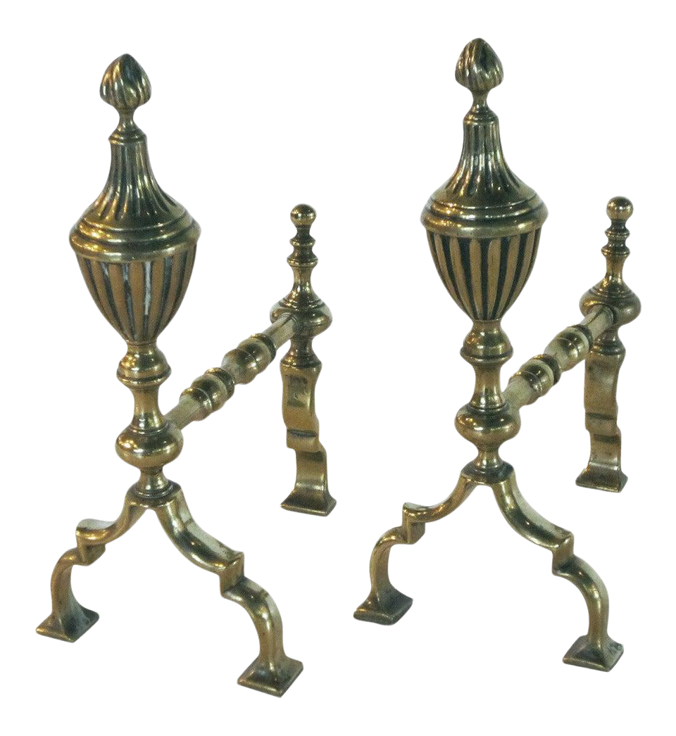 English Brass Andirons or Fire Dogs a Pair Chairish