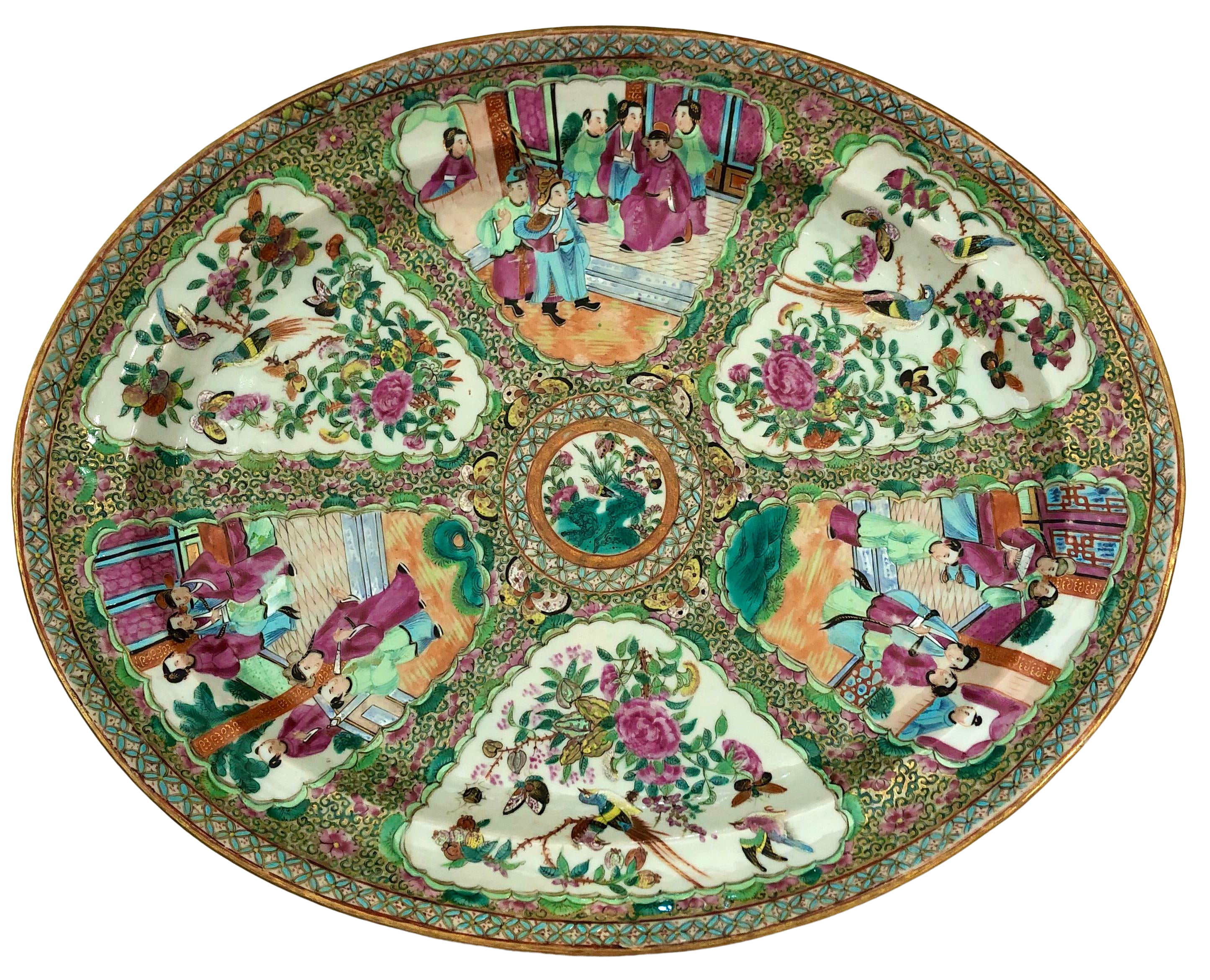 Exceptional Large Chinese Export Canto Rose Medallion Platter 18th C Chairish