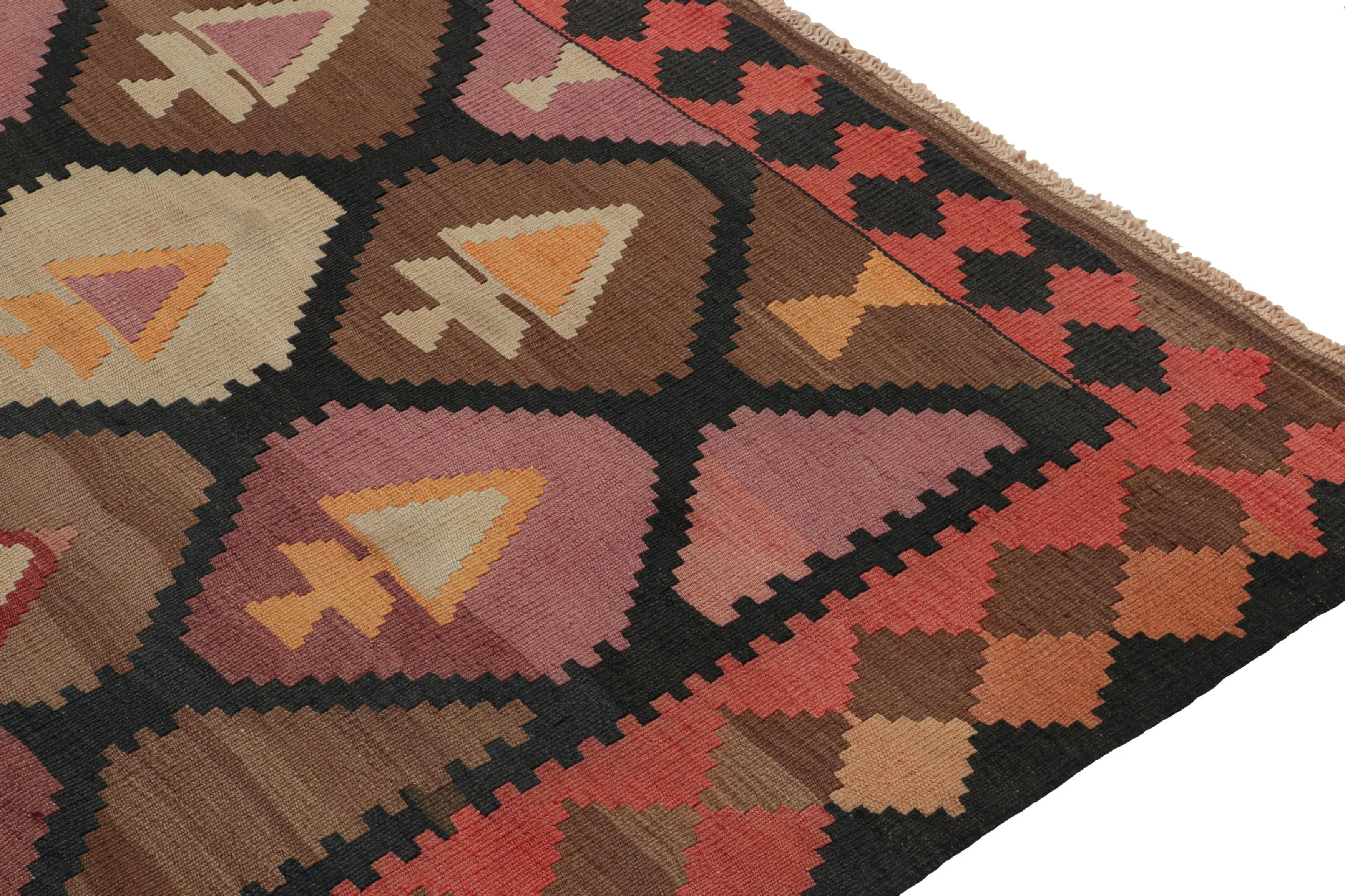 Vintage Persian Kilim in Red, Black and Brown Geometric Patterns by Rug & Kilim