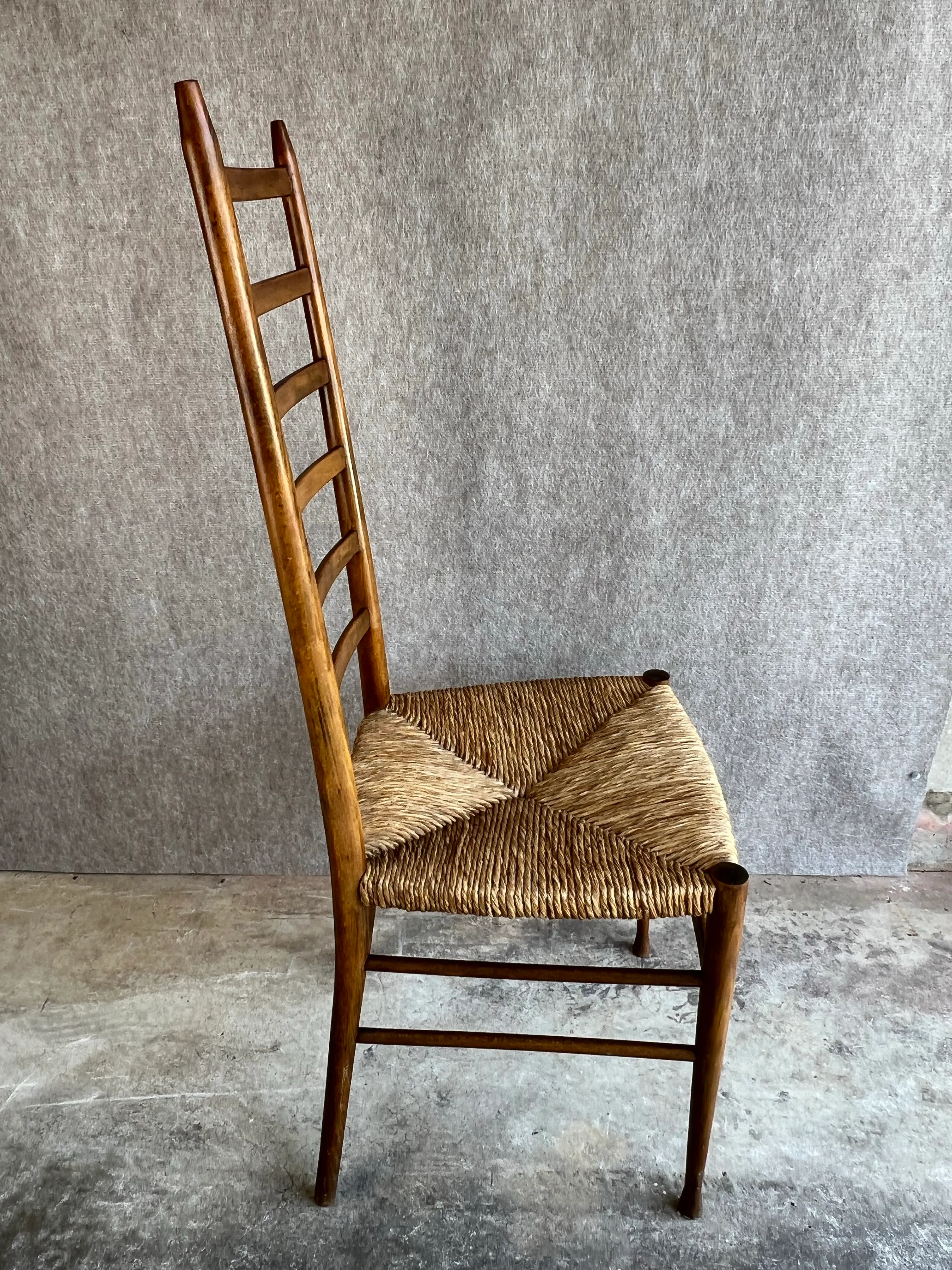 Vintage Mid 20th Century Italian Country Modern Style Rush Seat