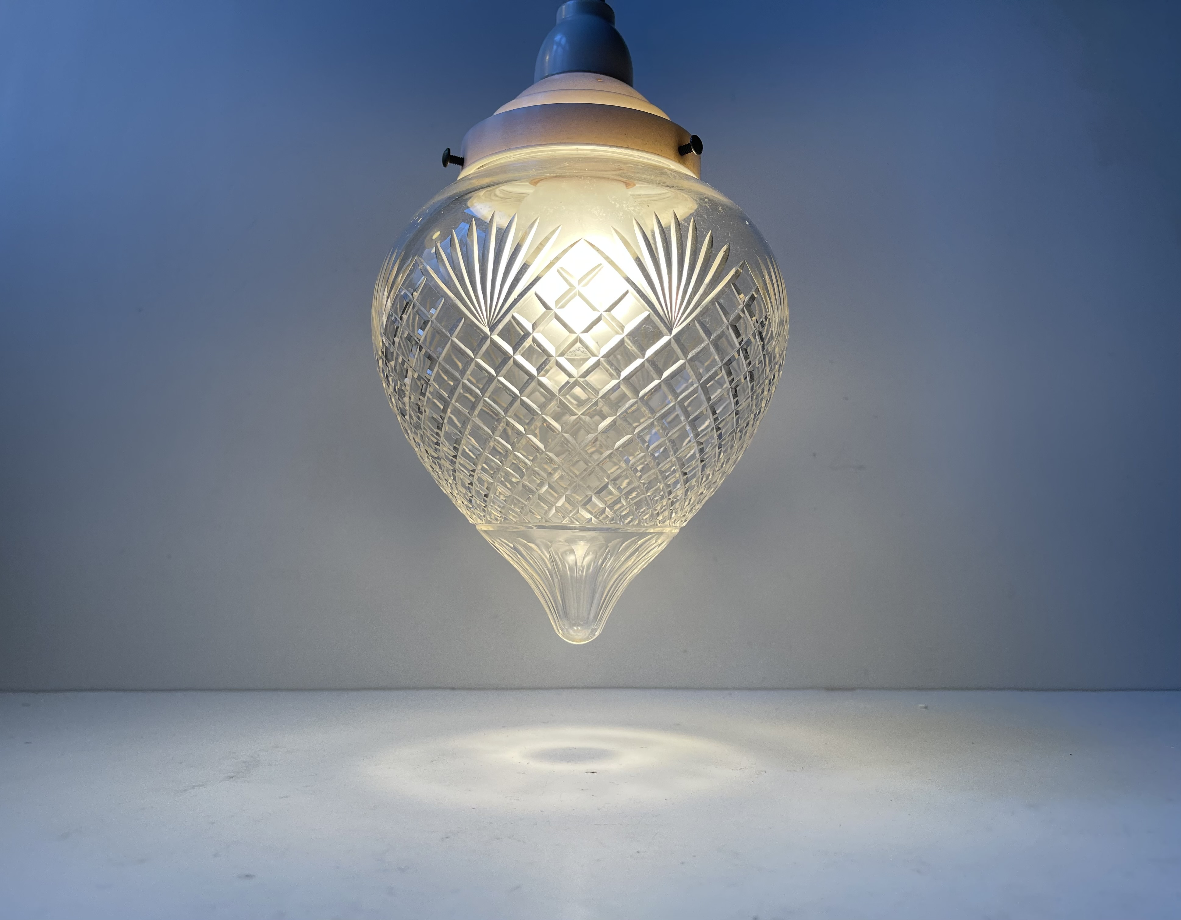 Art Nouveau Jugend Crystal Hallway Pendant Lamp, 1920s