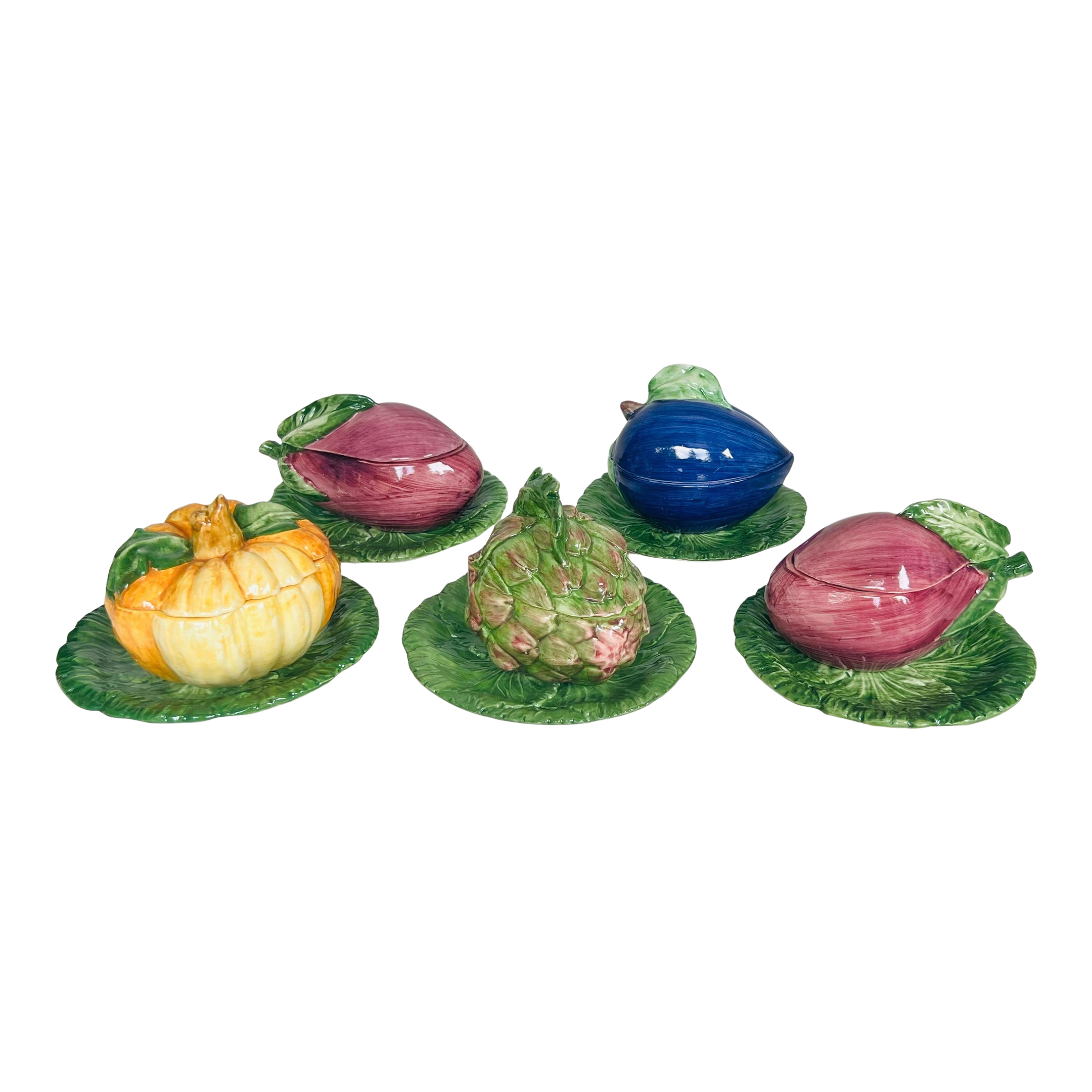 1980s Italian Majolica Lidded Vegetable Bowls Set of 8 Chairish