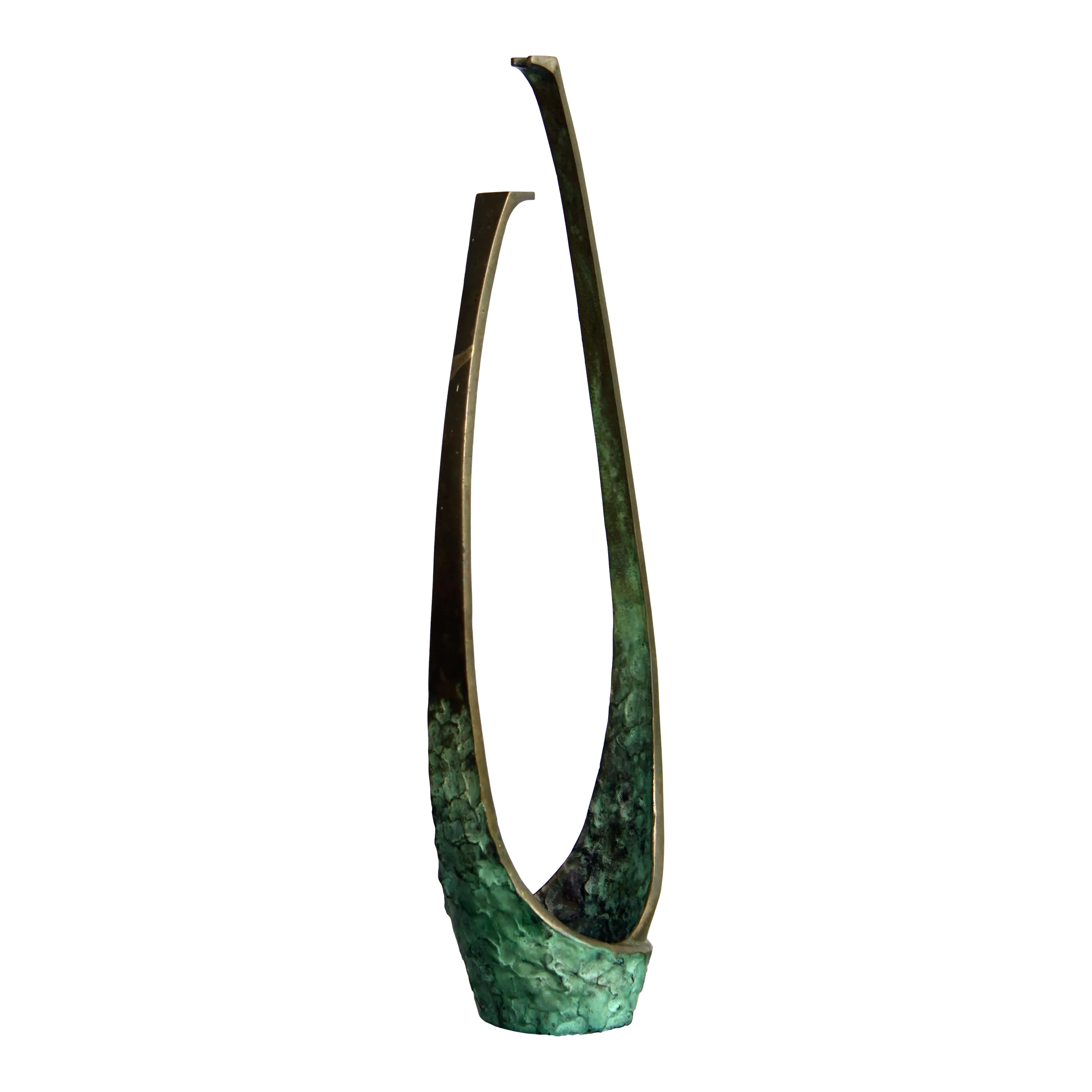 Mid Century Modern Abstract Bronze Single Stem Rose Flower Holder