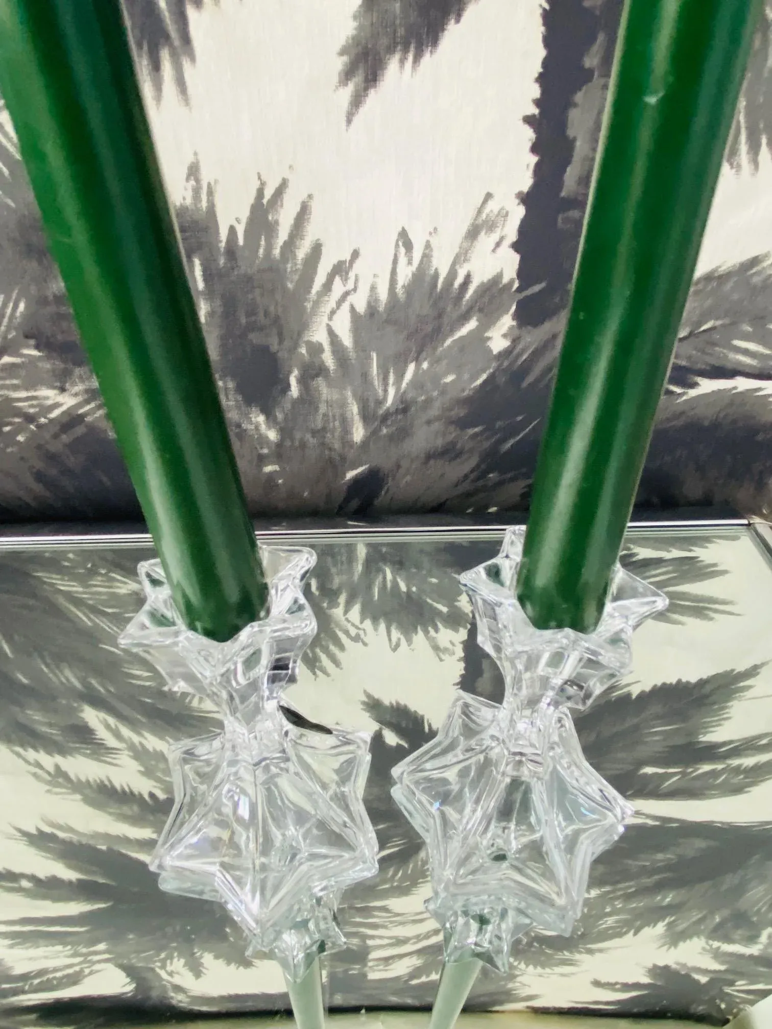 1970s Vintage Faceted Crystal Candleholders - A Pair