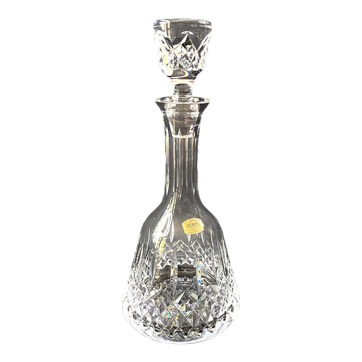 1990s Atlantis Full Lead Crystal Decanter Hand Blown and Cut Diamond