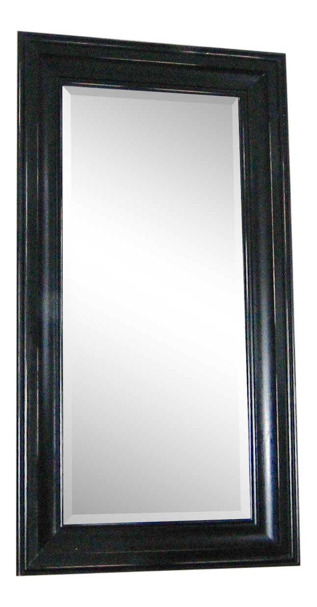 Pottery Barn Solano Dark Wood Beveled Glass Floor Mirror Chairish